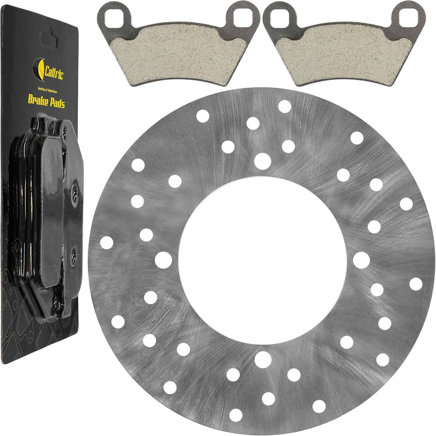 Caltric Rear Brake Disc Rotor with Pads Compatible with Polaris Ranger 700 4X4 6X6 2006 2007 2008 2009