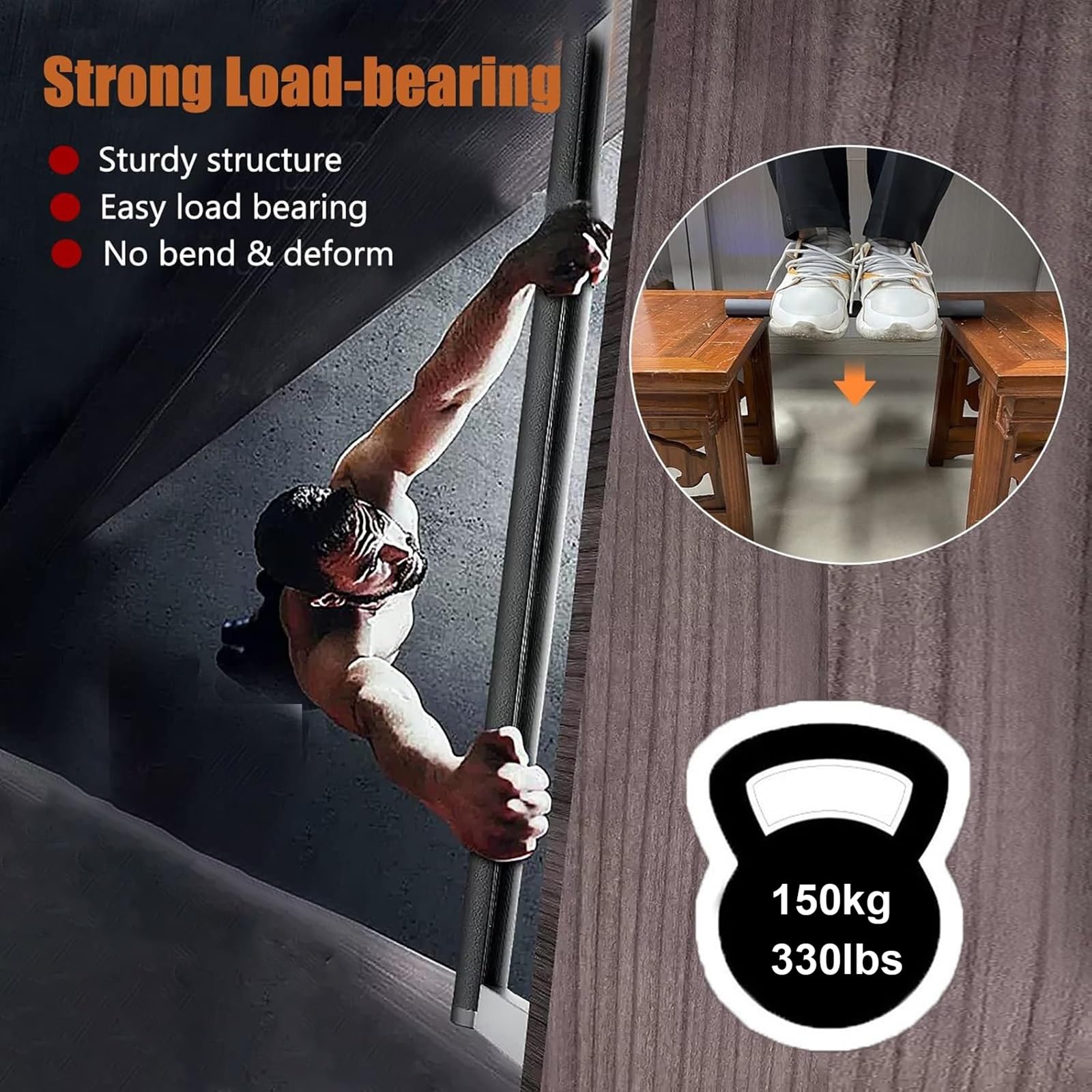 Kleiderstange Schrank Zuschneidbar Rund Schrankstangen mit Holzmaserung, Rutschfest Garderobenstangen zum Aufhängen Von Kleidung, Abnehmbar Garderobenstange - Leicht zu Schneiden(B-style,60cm/23.6in)