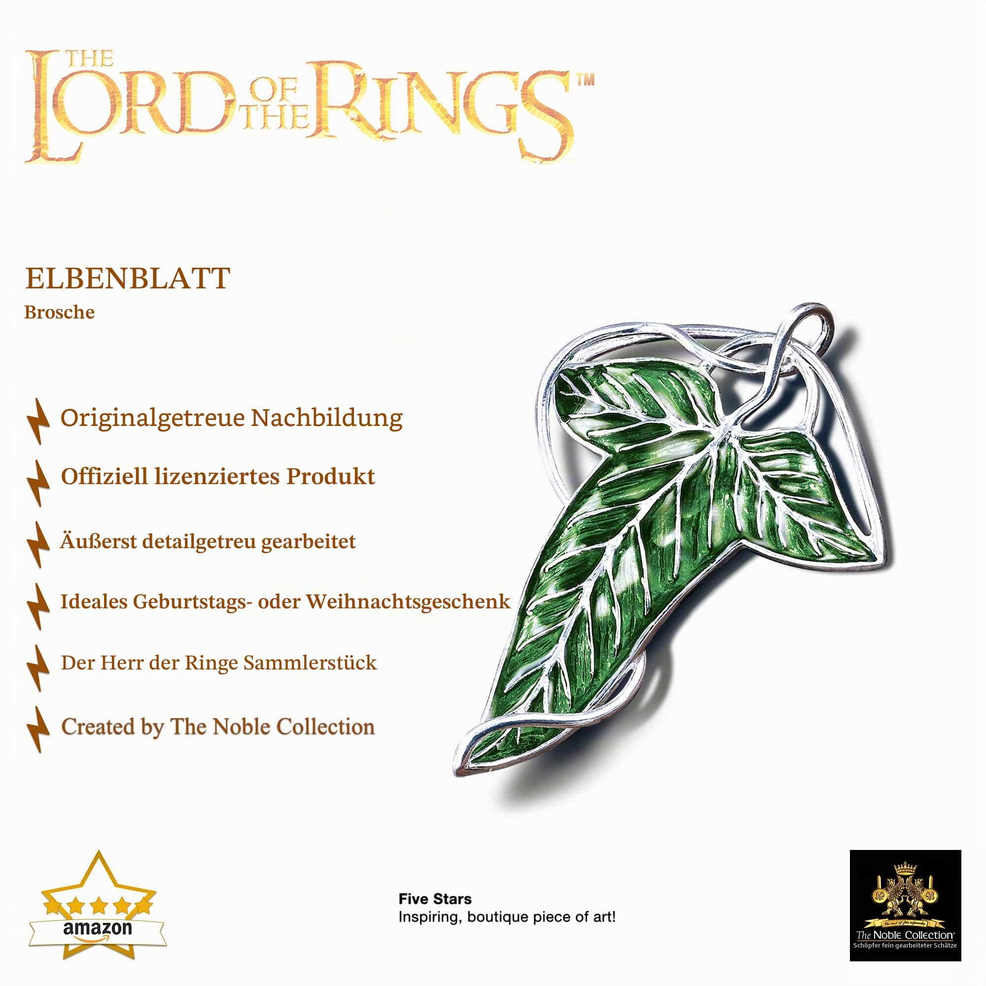 The Noble Collection Elven Leaf Brooch