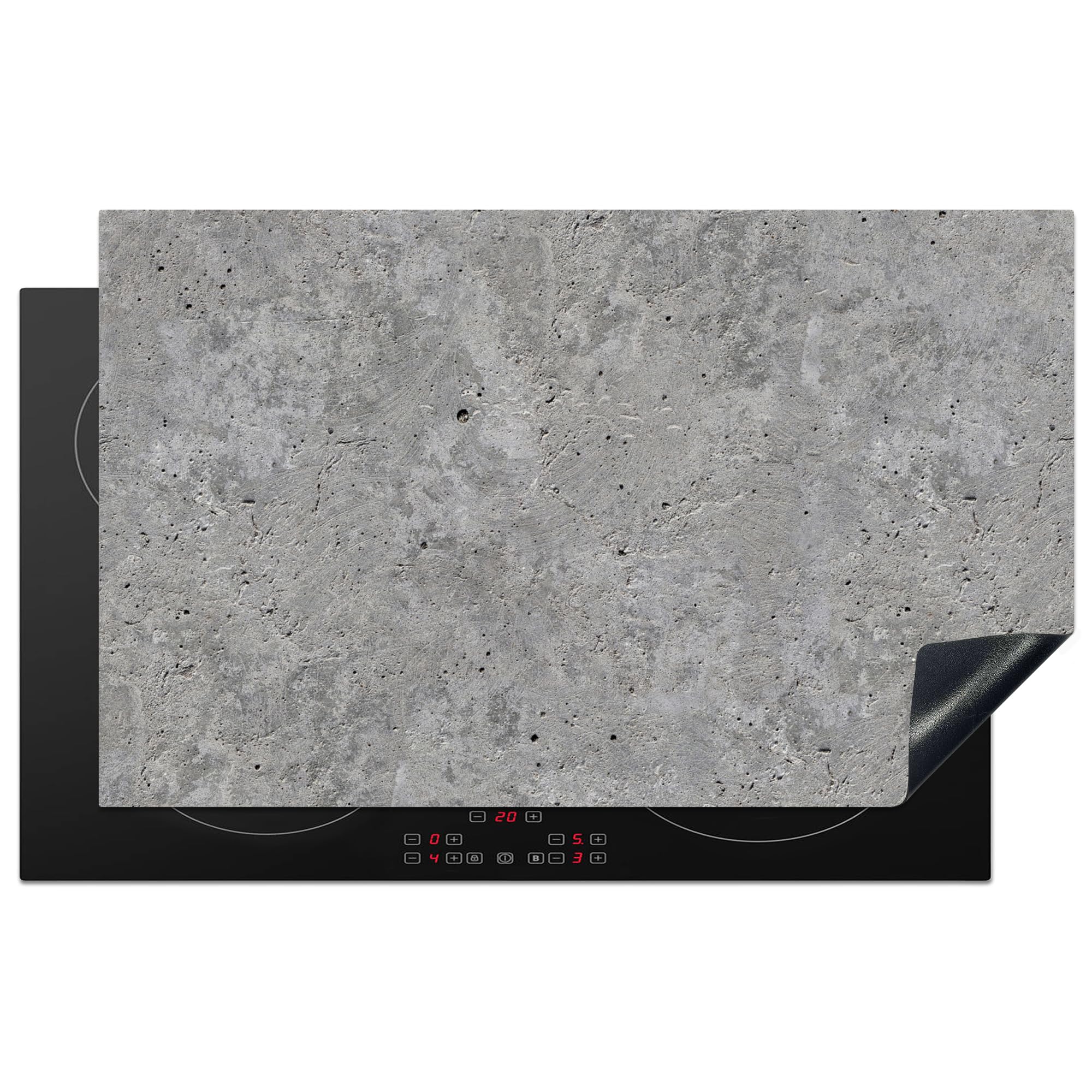 KitchenYeah© 83 x 51 cm Kitchen Hob Cover, Induction Mat, Non-Slip Concrete Protection Plate – Slate – Grey – Concrete Structure