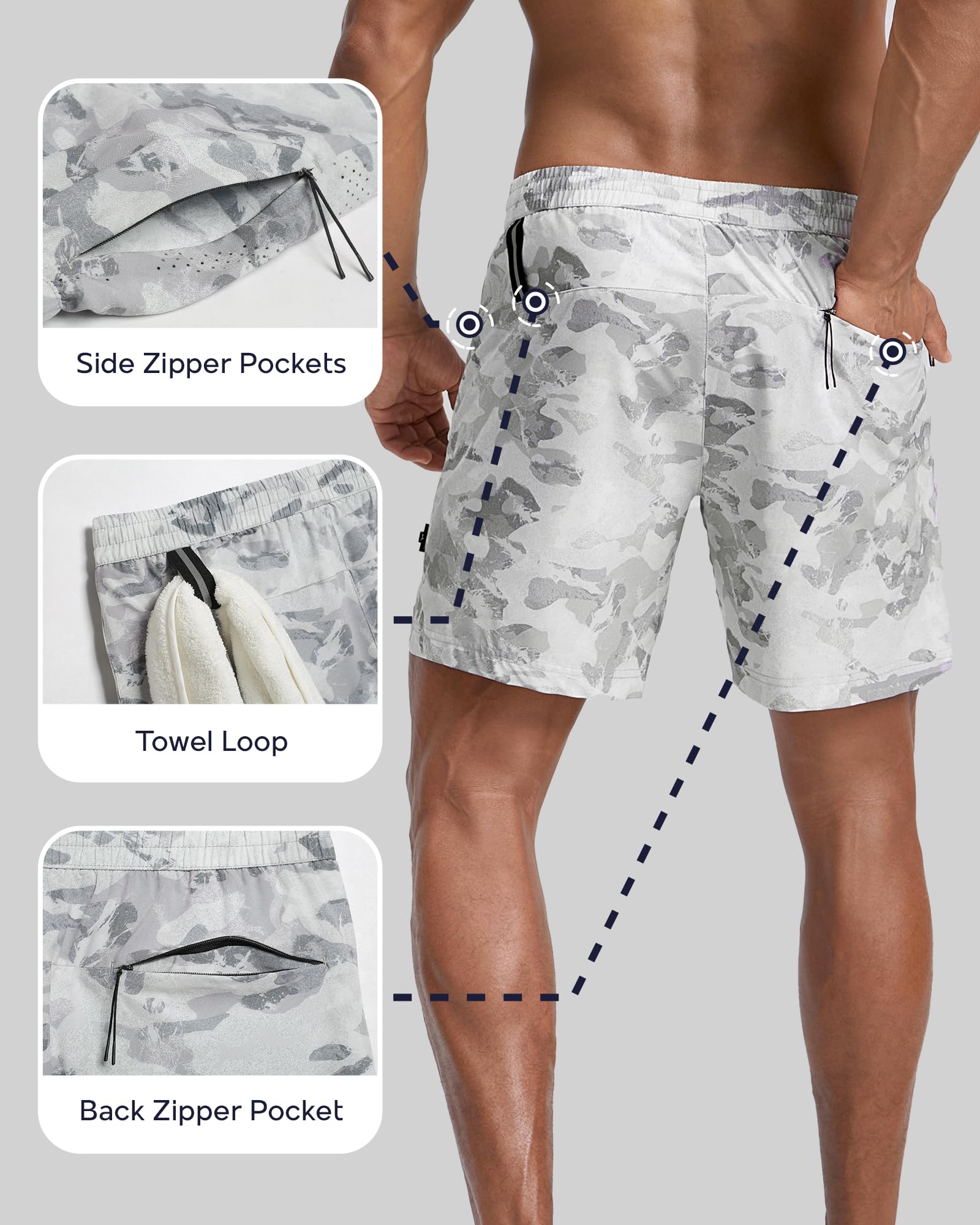 maamgic 2 in 1 Laufhose Herren Kurz mit Handytasche Schnelltrocknend Sporthose Running Fitness