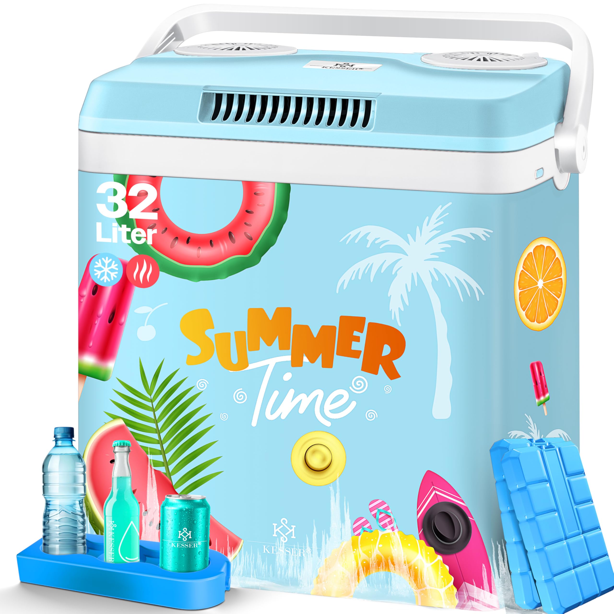 KESSER® Kühlbox Thermobox 32Liter | Thermo-Elektrische Kühlbox | KÜHLT und WÄRMT | 12 & 230V | Thermobox für Auto, Boot & Camping | Mini-Kühlschrank mit ECO & MAX Modus | inkl. Kühlakku