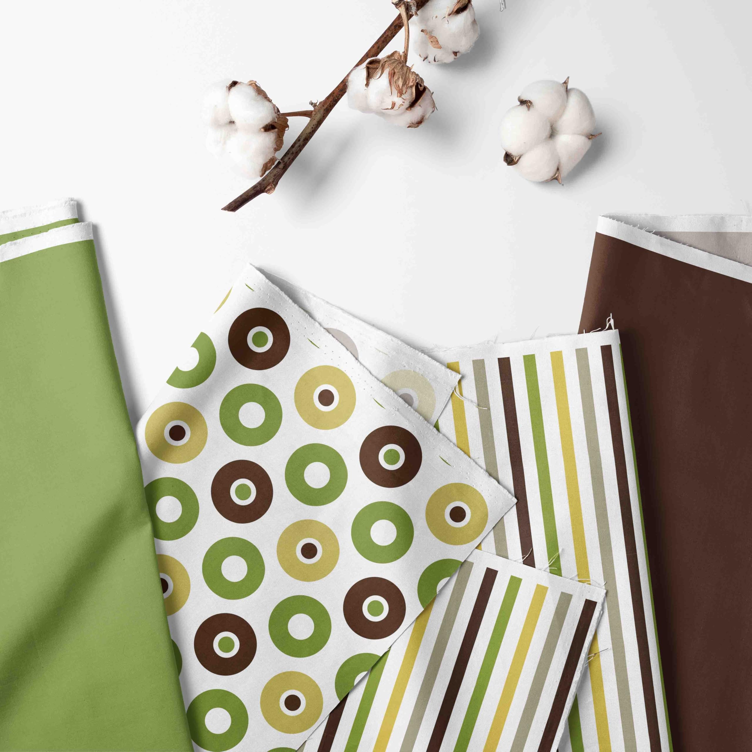Bacati - Mod Dots Stripes 3-Piece Crib Bedding Set Green Yellow Chocolate