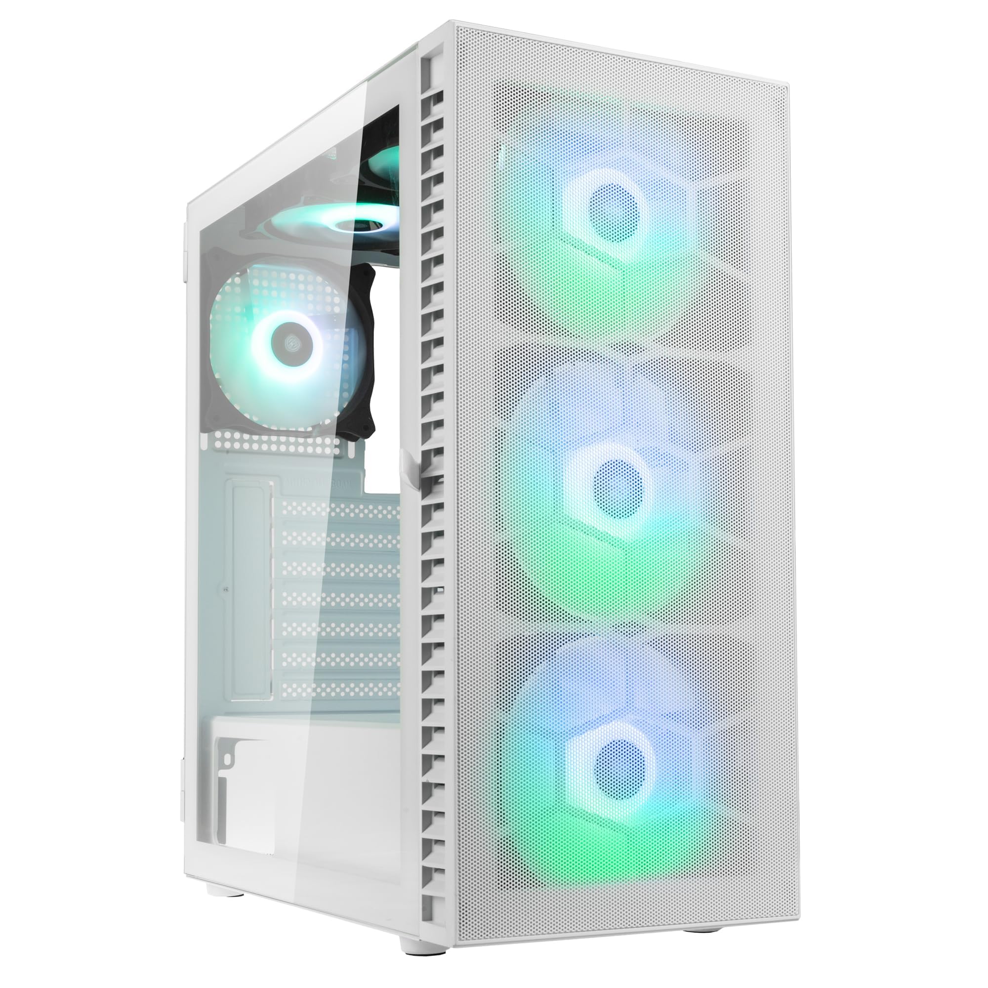 Kolink Observatory HF Mesh PC Case, Six ARGB Fans, 330mm GPU Freedom, ATX Motherboard, Grid Front Plate, Steel, Mid-Tower, White