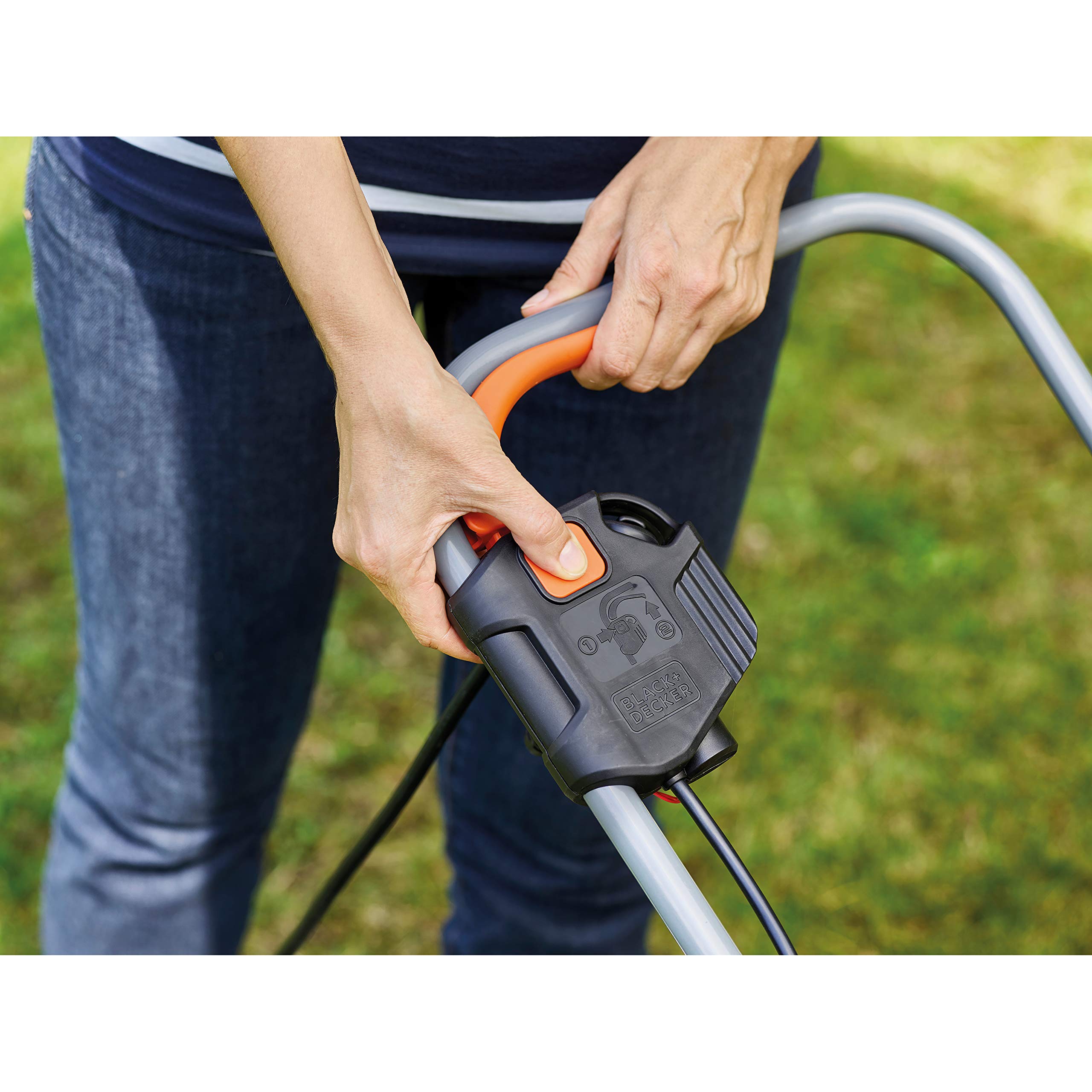 BLACK+DECKER BEMW351GL2-QS Tondeuse à Gazon 1000W 32cm 3 Hauteurs de Coupe Coupe-Bordures 250W 23cm Automatique Noir