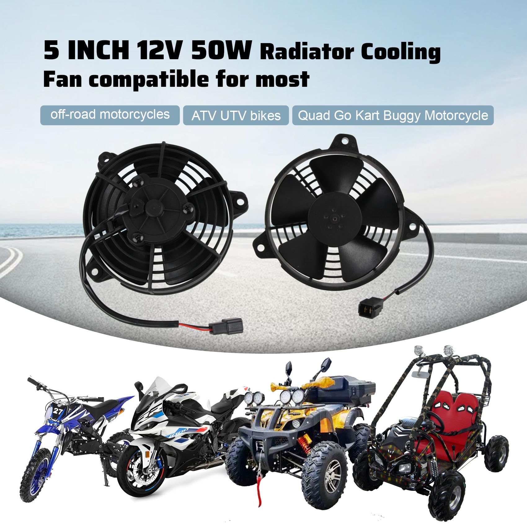 DOCAS 5 pollici 12 V 50 W Ventola di raffreddamento del motore,ventola del radiatore compatibile per Pit Dirt Bike Motocross ATV UTV Quad Go Kart Buggy