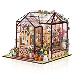GuDoQi DIY Miniature Dollhouse Kit, Tiny House with Furniture, 1:24 Scale, Handmade Gift for Birthday Christmas Day, Jenny Greenhouse Flower Shop