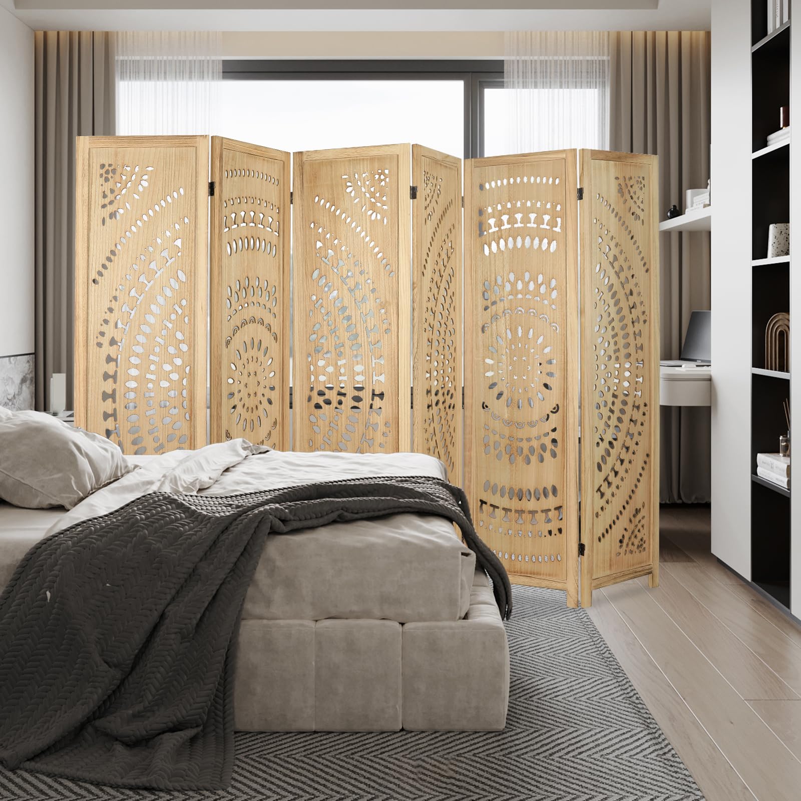 Snapklik.com : 6 Panel Room Divider, 5.6FT Portable Wall Dividers, Room ...