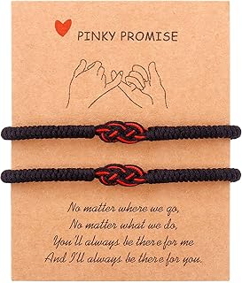 Matching Couple Bracelets for Men Women Red Black Mix Infinity Love Lucky Bracelet Tibetan Lucky Amulet Knot Bracelet With Pinky Promise Card Relationship Bracelets for Boyfriend Girlfriend