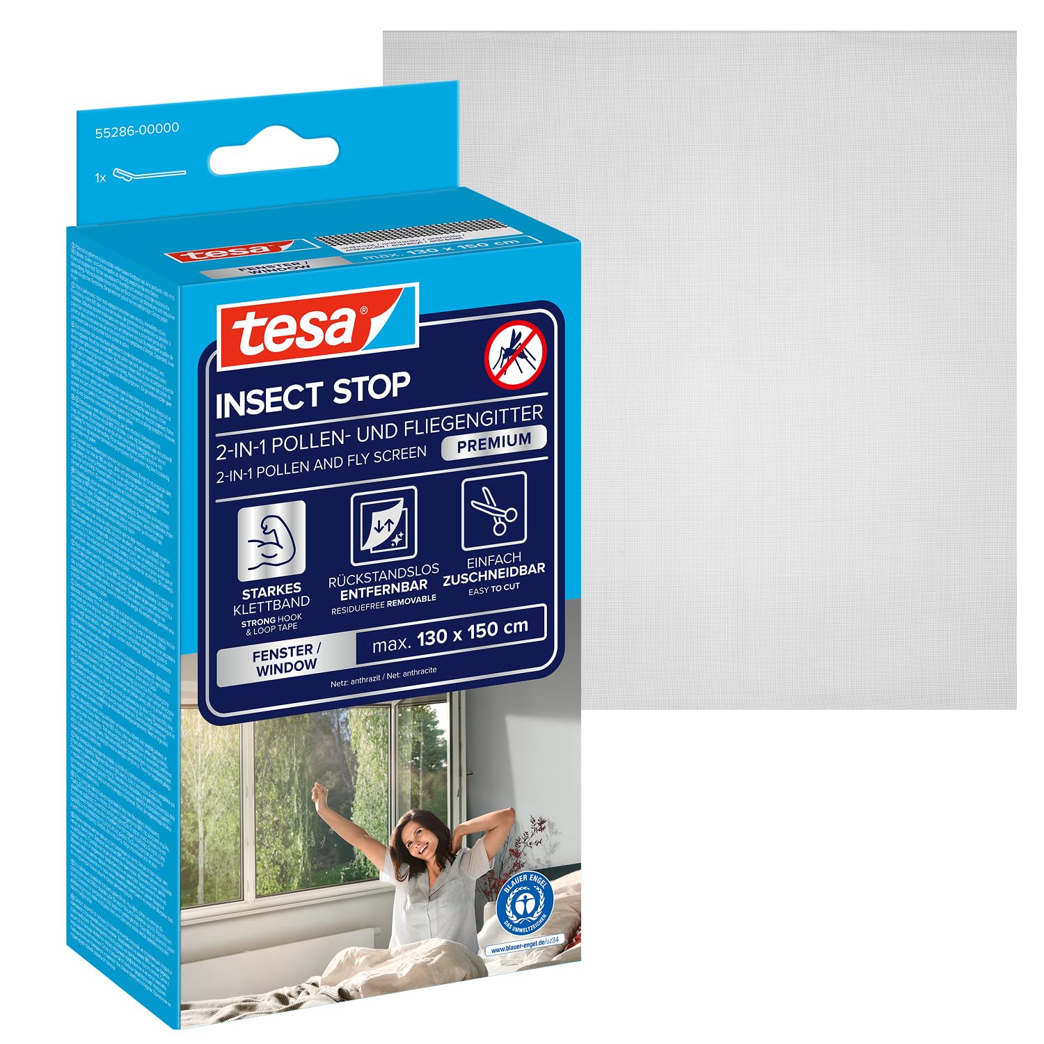tesa Pollenschutzgitter - zuschneidbar und transparent