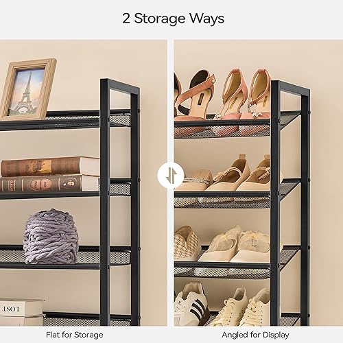 Miniatura 4 de Zapatero, organizador de zapatos de metal grande, capacidad máxima para 50 pares, estante de almacenamiento de zapatos de 8 niveles para garaje