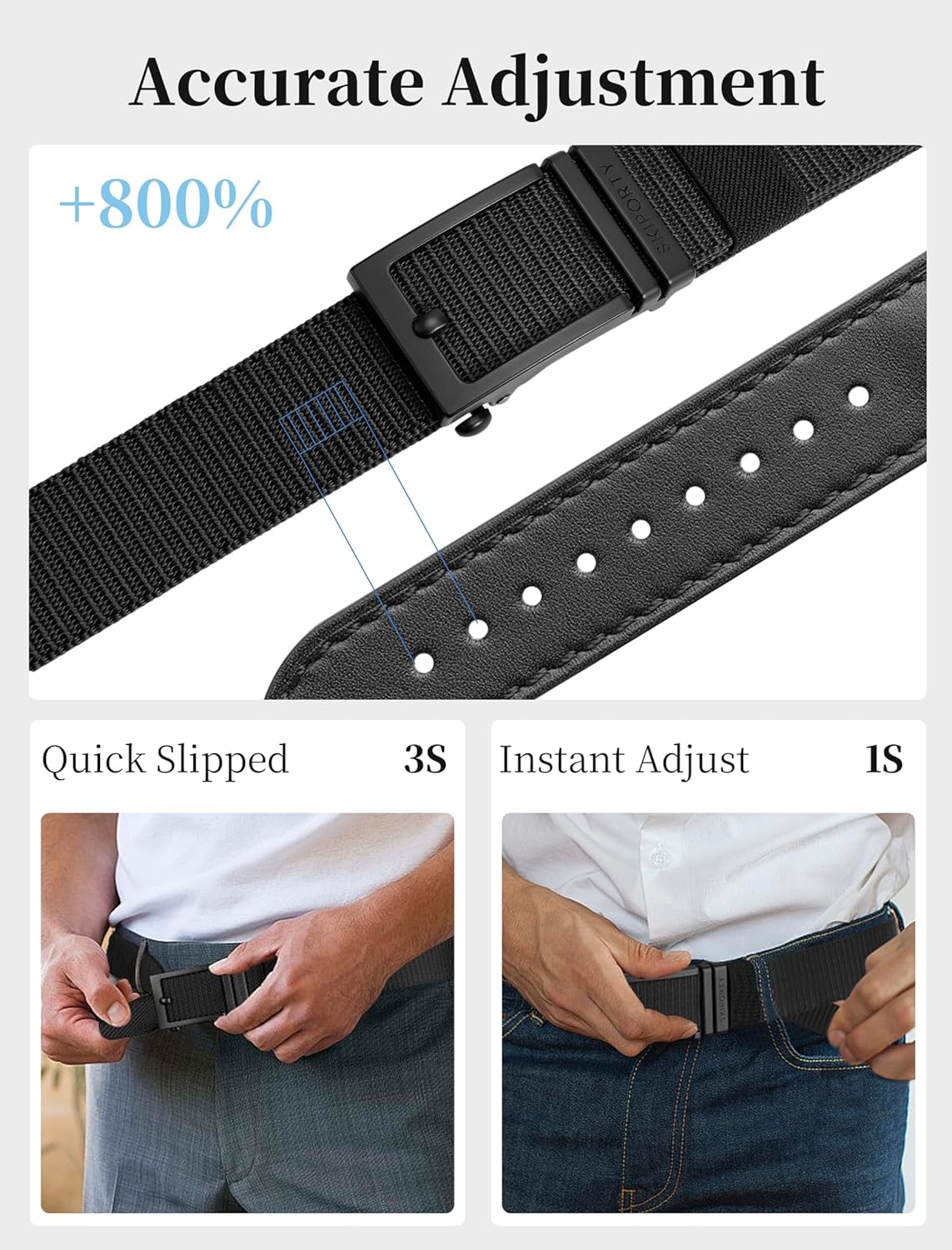 Tactical Ratchet Belts for Men, Golf Nylon Web Work Belt with Automatic Slide Buckle, Adjustable Trim to Fit - Image 2