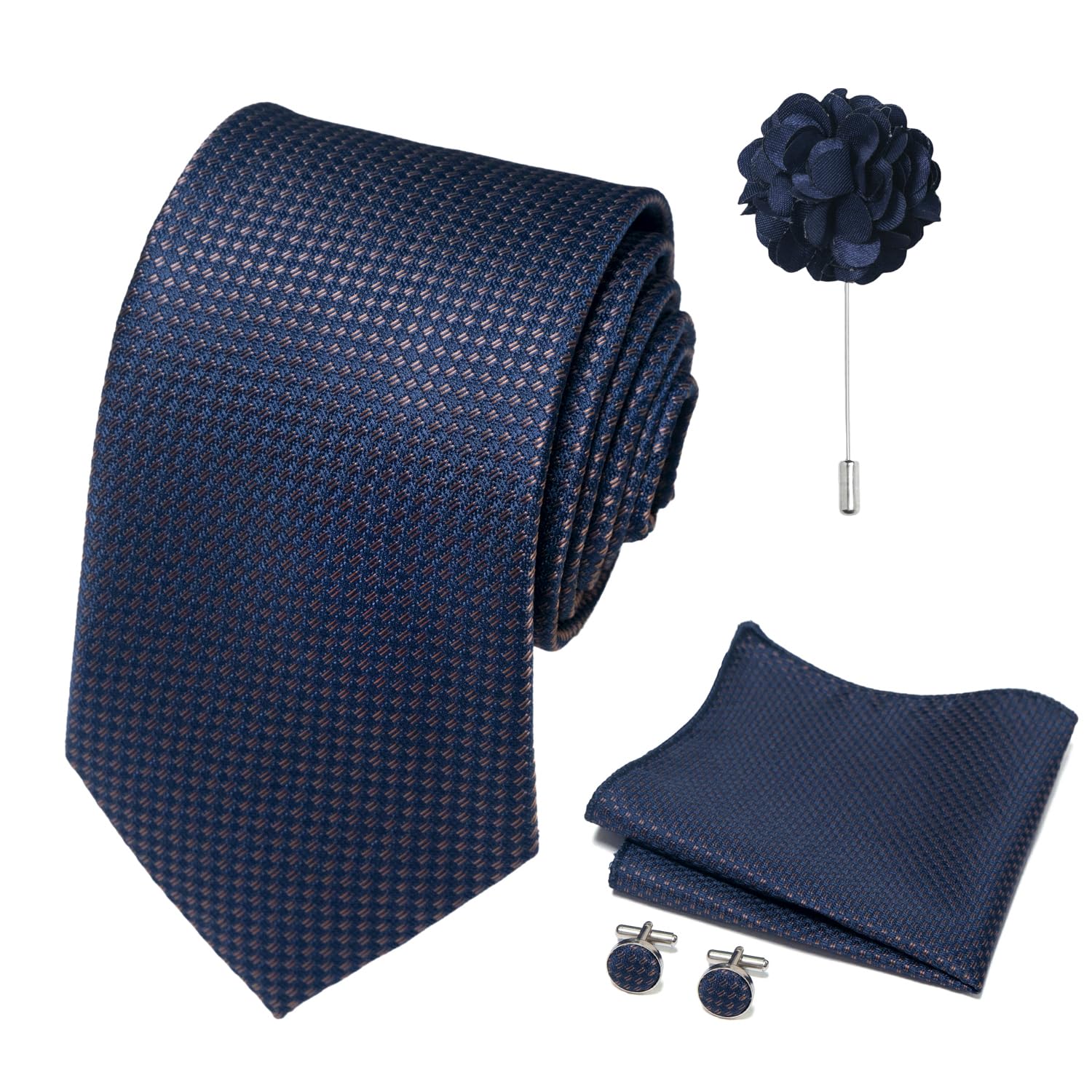 joy alice 70 Colors Ties Set Men Mixed Color Necktie Handkerchief Cufflinks Brooch 3.15 Formal