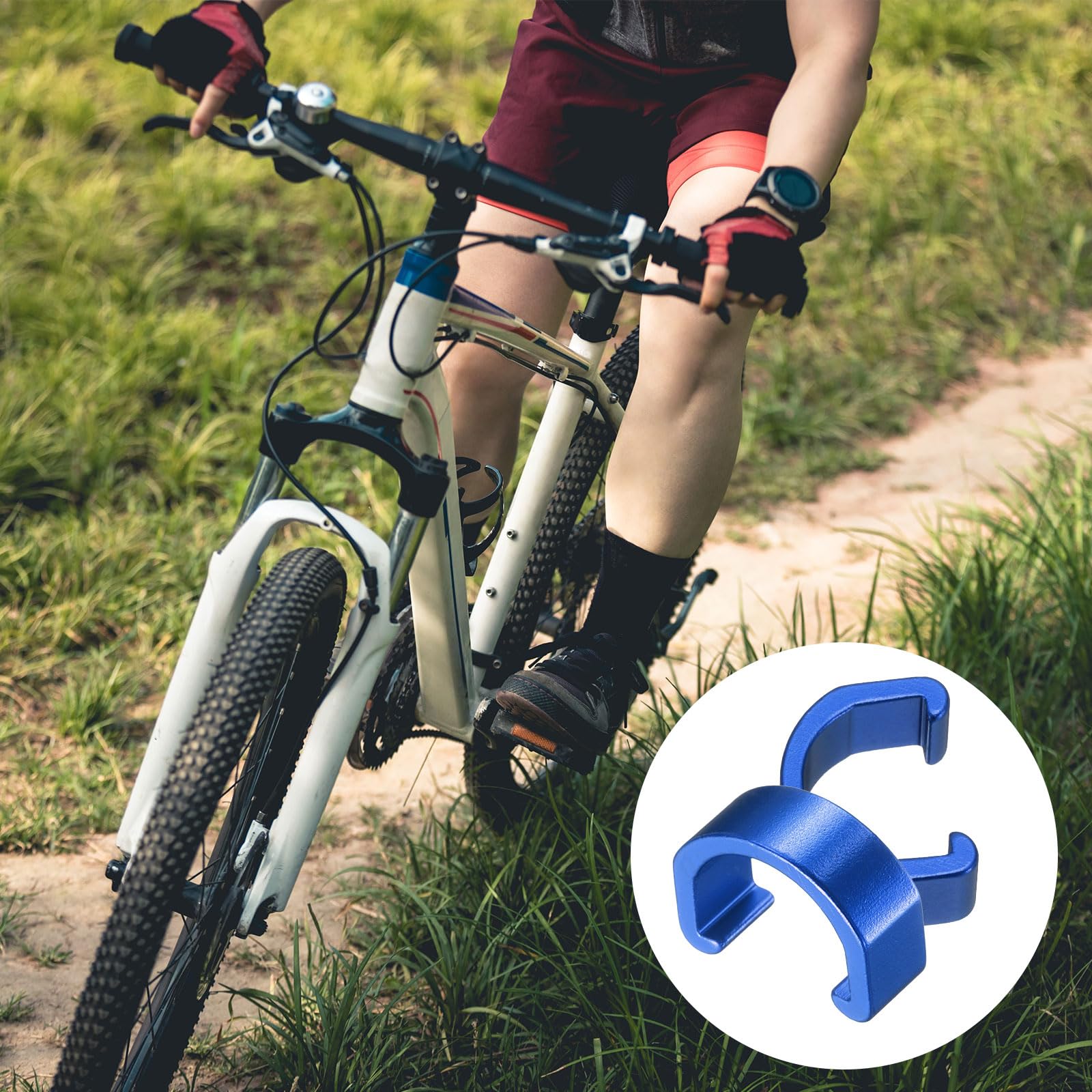 QUARKZMAN 10pcs Molle Cavo Bici Clip a C Lega Alluminio Guaina Guida Cavo U-Clip per Freni Deragliatore Cambio MTB Bici da Strada, Blu