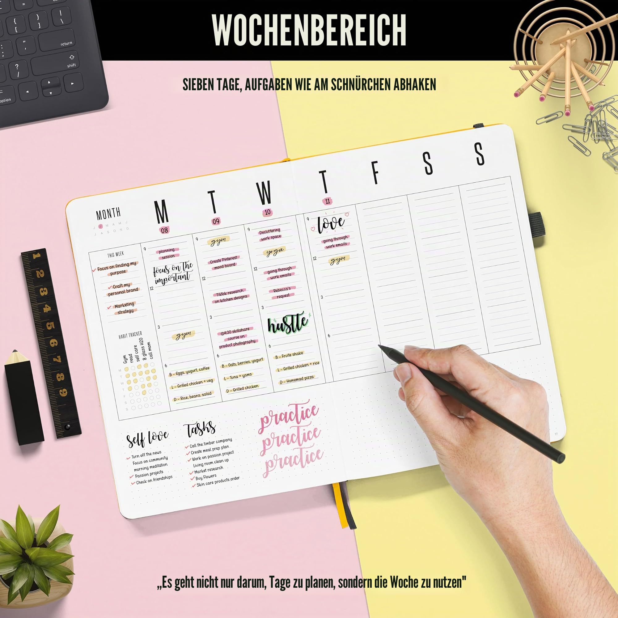 STM B5 Undatierter Wochenplaner 2026 + Gratis Stift! Ihr Tagesplaner, um alltägliche Ziele zu erreichen, Ihre Wochen zu stärken und Ihren Jahres-Monatsplaner für Arbeit und Geschäft zu erobern