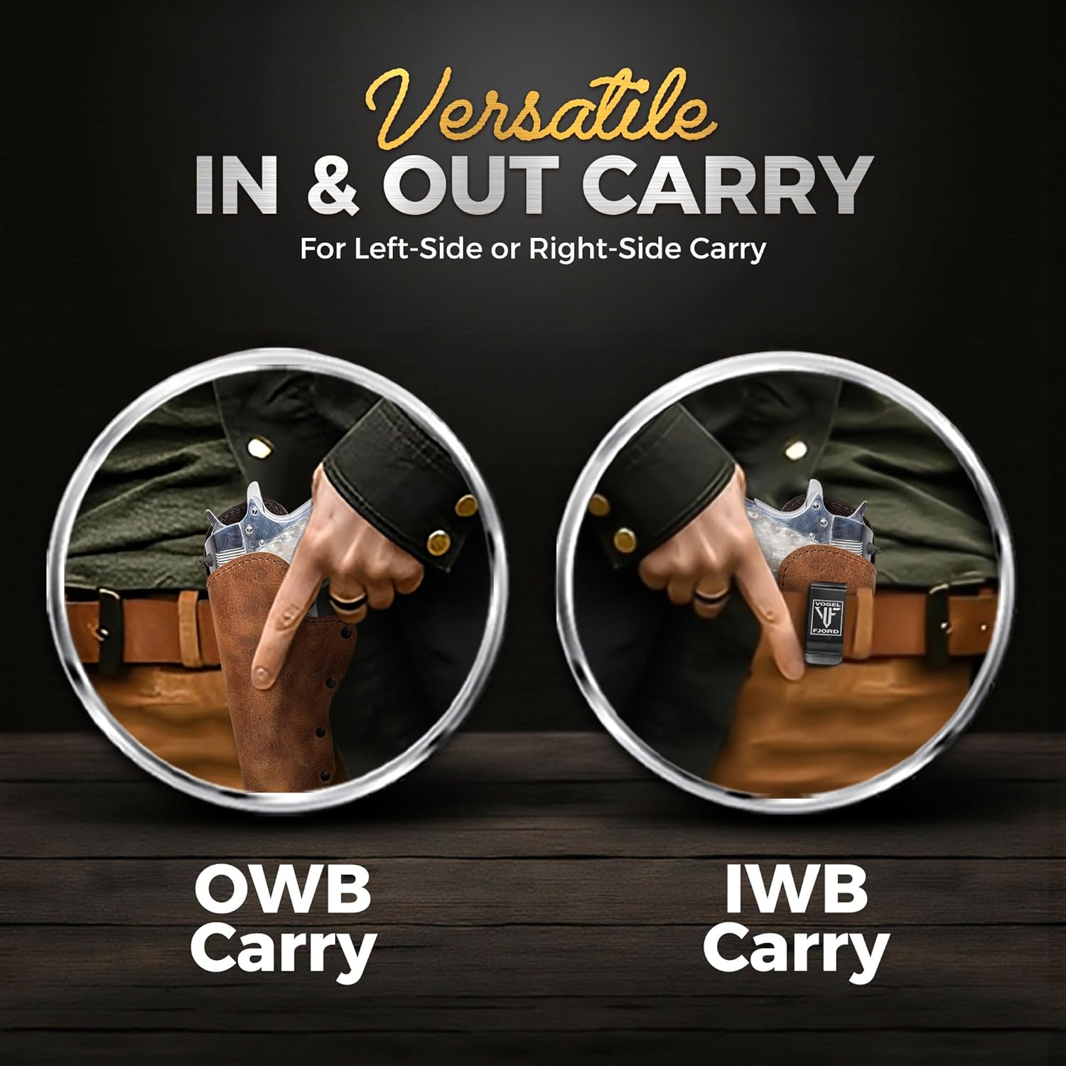 Buffalo Leather Gun Holster IWB Concealed Most 1911 Style Handguns - Kimber - Colt - S & W - Remington