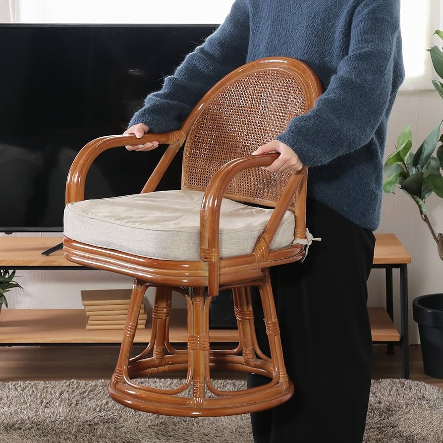 Amazon.co.jp: 不二貿易 ラタン 籐 椅子 回転チェアハイ 幅51