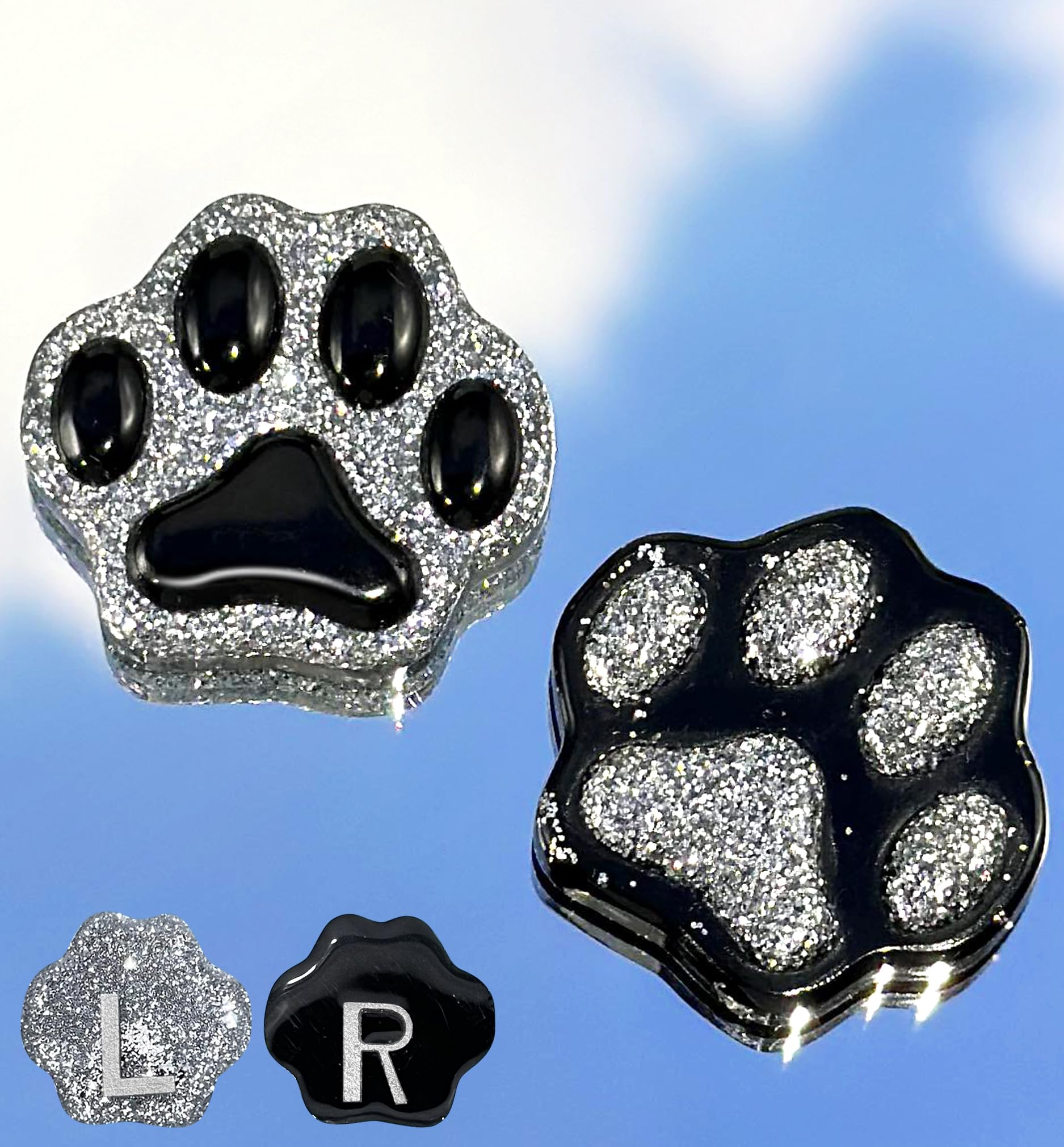 Plifal Xray Markers with Lead Initials Paw - X-ray Markers Glitter Black &amp; White Resin Radiology with Letter Include Reusable Adhesive Tape to Nurse Radiologist Badge Reel Buddy, Easy to Identify