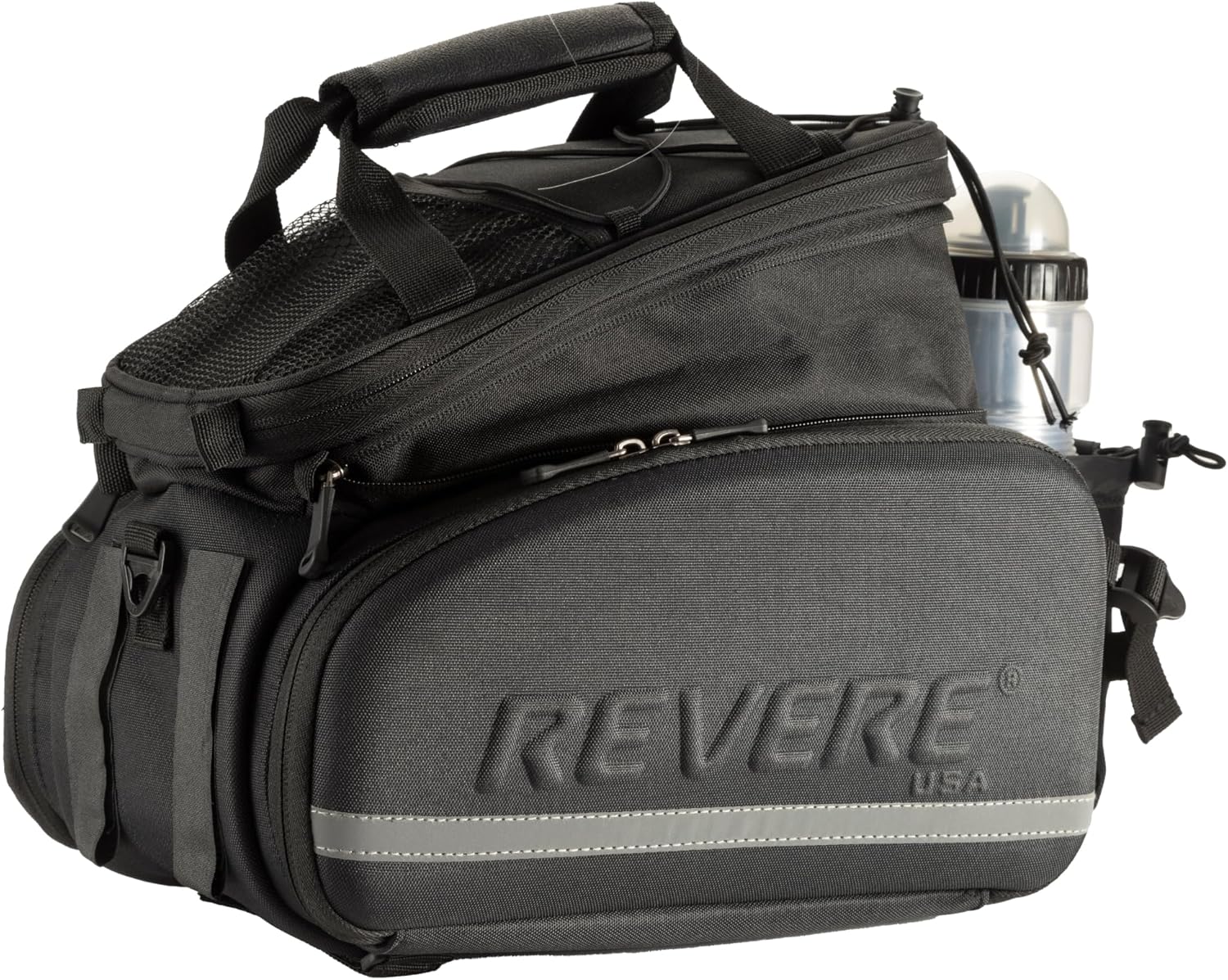 RTX-EX Large Capacity Waterproof Rear Trunk Pannier Bike/Ebike Bag With Expandable Side and Top. Includes Free Water Bottle and Safety Led Tail-light