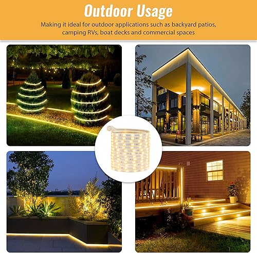 Miniatura 5 de WYZworks Tira de luz LED de 16 modos de luz blanca cálida de 25 pies, SMD 2835, impermeable, conectable, permanente, para exteriores, certificado