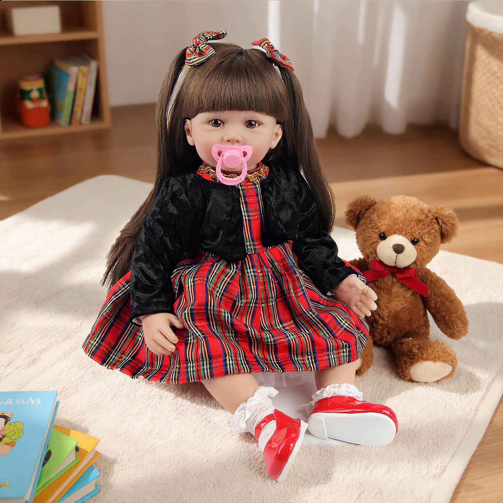 Reborn Dolls 22 Inch Large Size Realistic Baby Doll Lifelike Soft Silicone Vinyl Reborn Toddler Girl Baby Dolls with Long Hair Realistic Newborn Toys – Affordable Reborn Babies