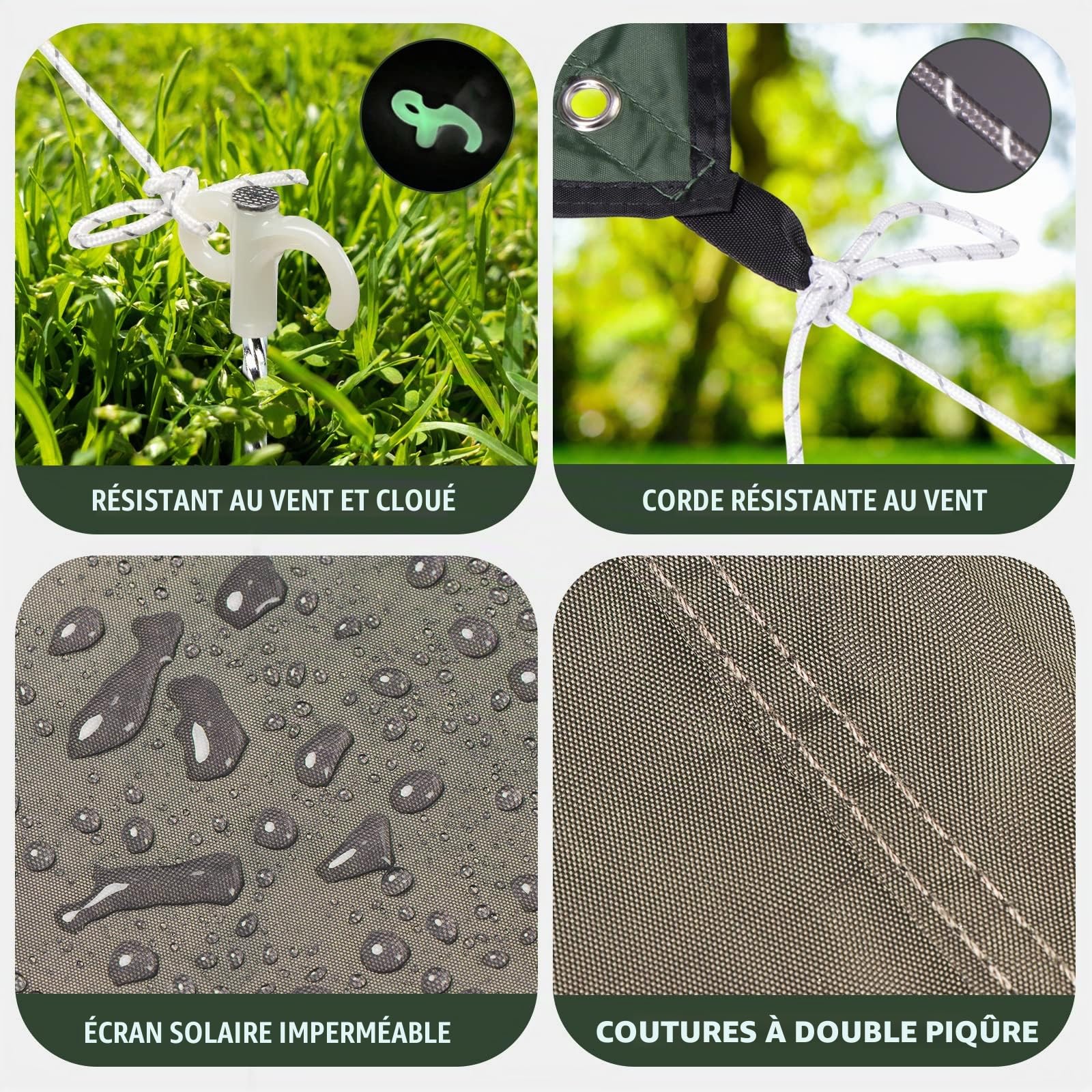 bâche de Camping imperméable, hamac Anti-Pluie Anti-UV abri Solaire Tente de Camping en Plein air bâche Coupe-Vent Anti-Neige bache de randonnée