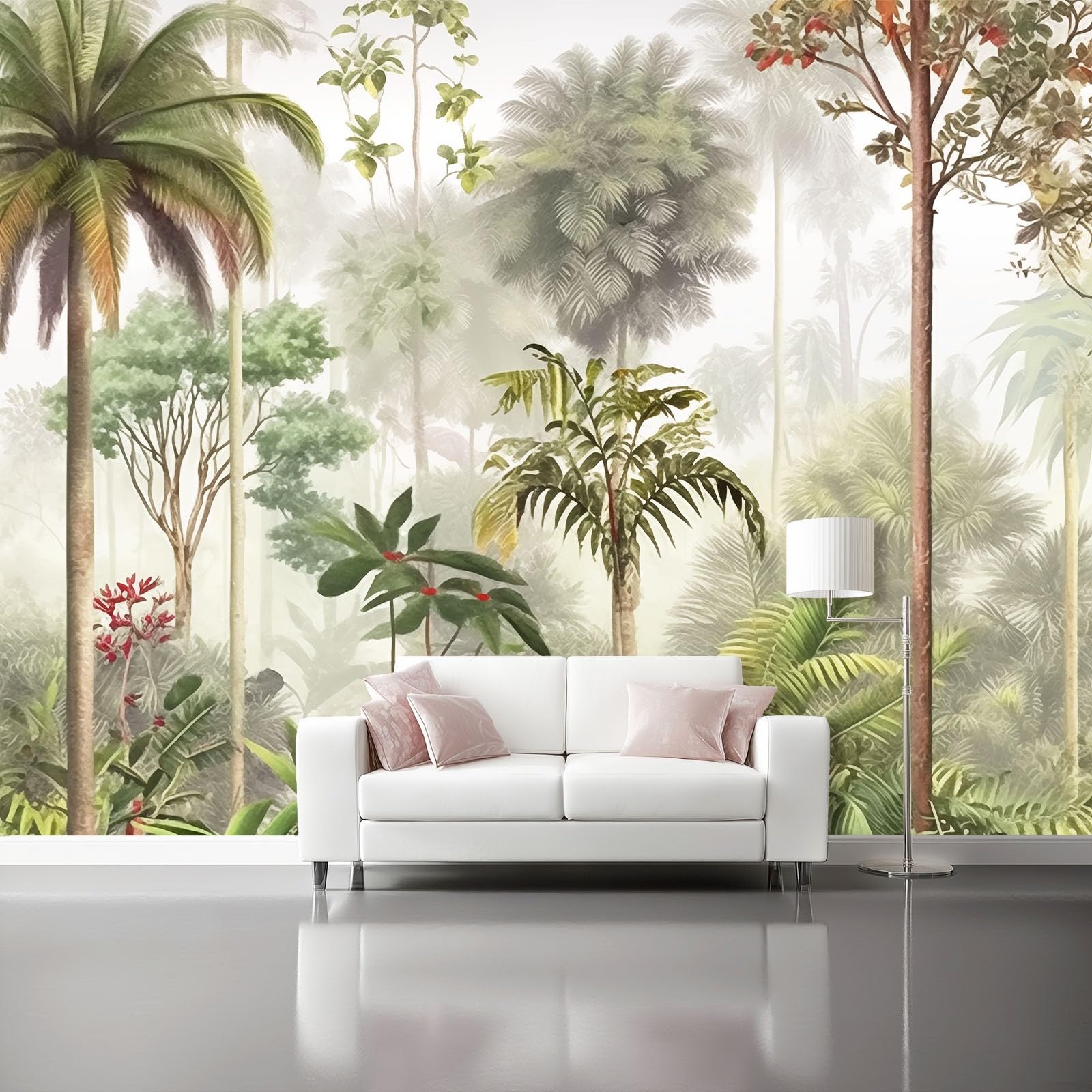 Tapeta z motywem 250 x 175 cm, wzór dżungli z motywem zielonych roślin, wodoszczelna dekoracja ścienna do pokoju młodzieżowego i kącika do gier, zielona