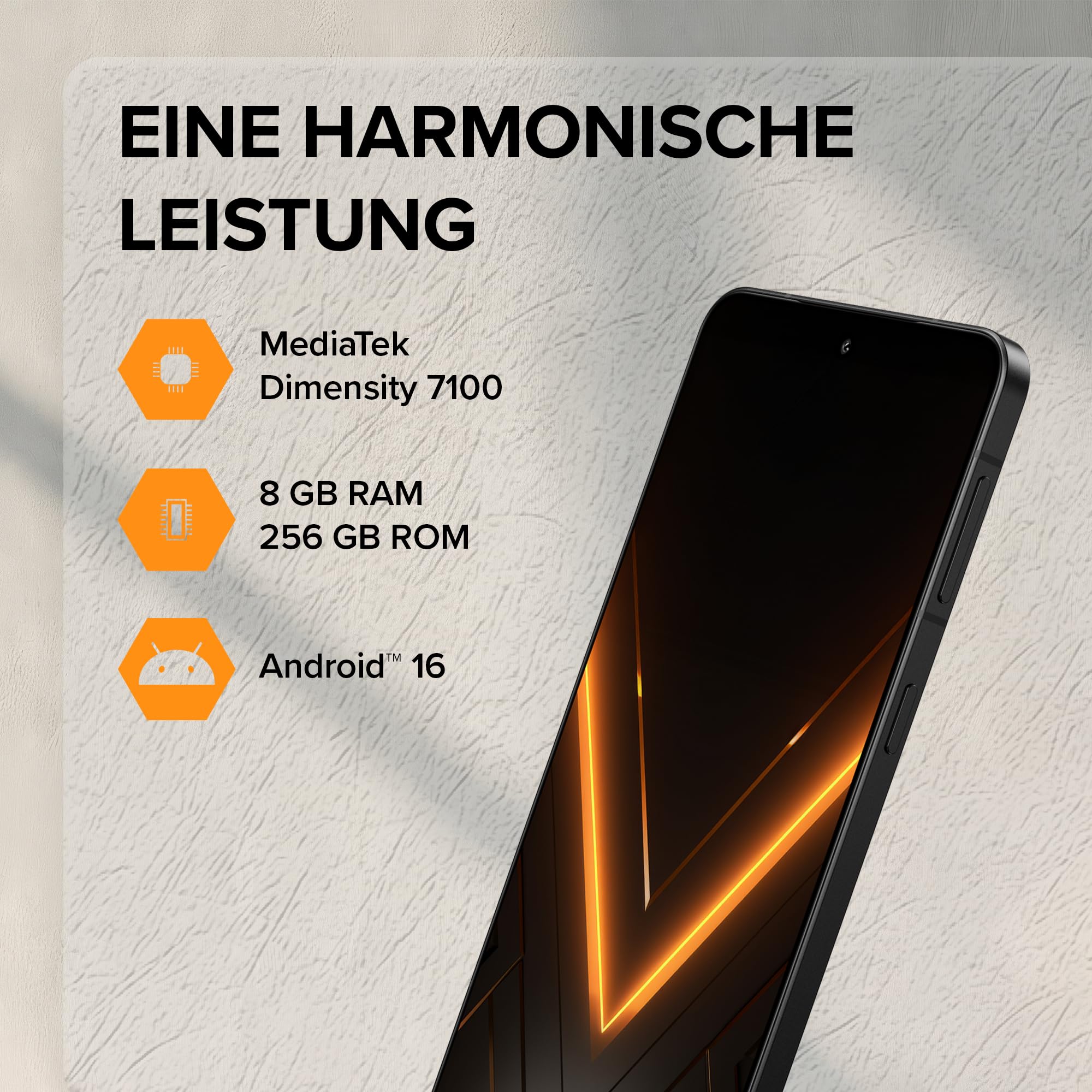 HAMMER VENTUS 5G Outdoor Smartphone 8GB+256GB, Android 16, 6.77 Inch 120Hz AMOLED Display, 108MP AI Camera, 32MP Selfie Camera, MediaTek Dimensity 7100, 5000mAh Battery, 45W Fast Charging, IP69, MIL-S