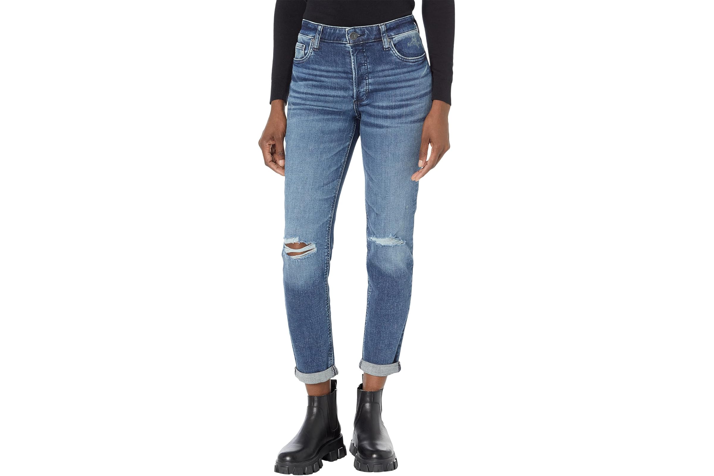 KUT from the Kloth Juliet Slouchy Boyfriend Five-Pocket in Agree