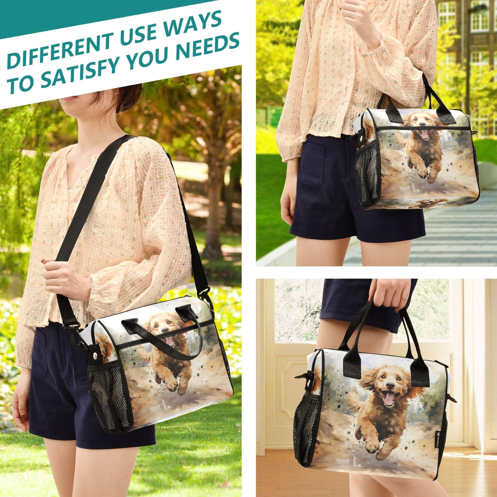 Borsa termica per il pranzo con gatto e gattino, graziosa borsa termica con tracolla regolabile rimovibile, per donne e uomini, ufficio, picnic