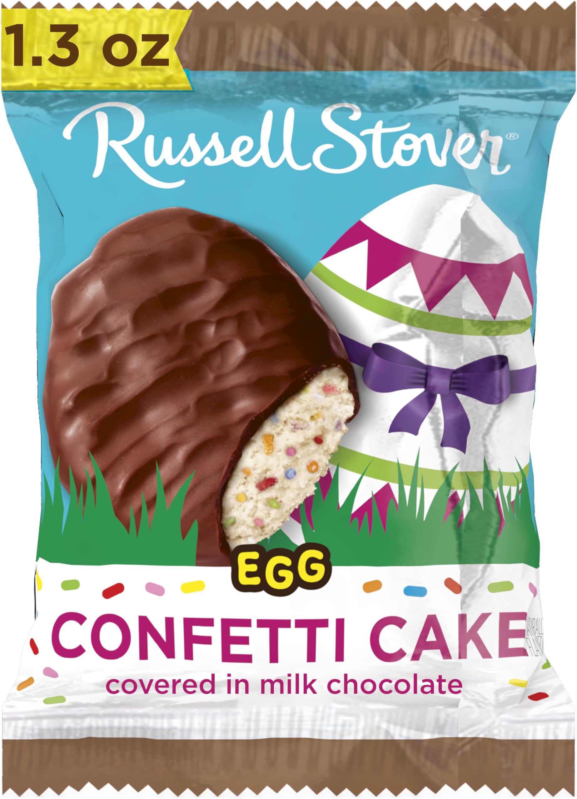 Russell Stover Easter Milk Chocolate Confetti Easter Egg, 1.3 oz each (Pack of 18)