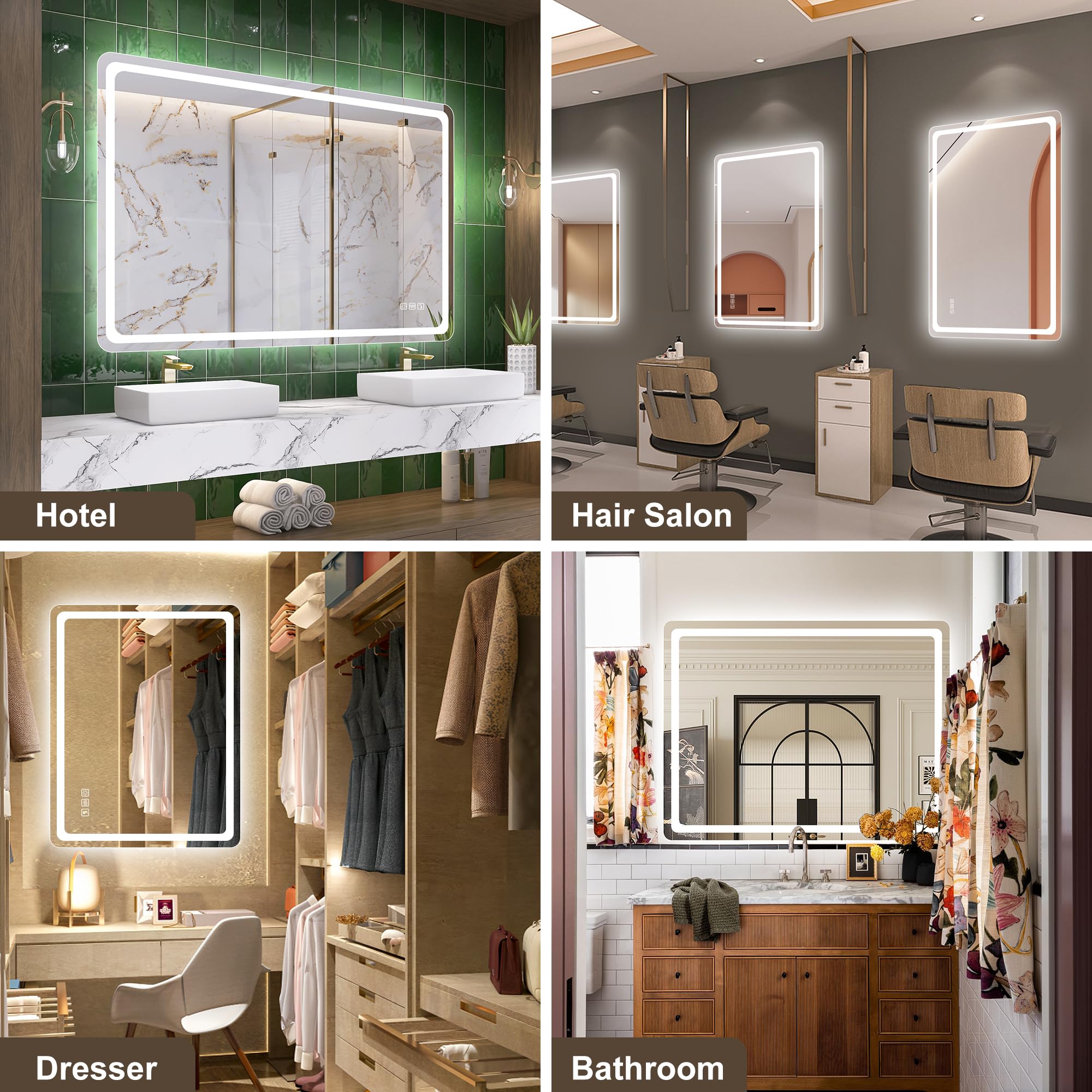 STARLEAD Specchio-Bagno-con-Luce 100x70 cm, Specchio-Retroilluminato-Bagno con Bluetooth, 3 Temperature Colore, Dimmerabile, Antifog, Funzione Memoria, IP44 Specchio-Bagno-LED, Orizzontale/Verticale