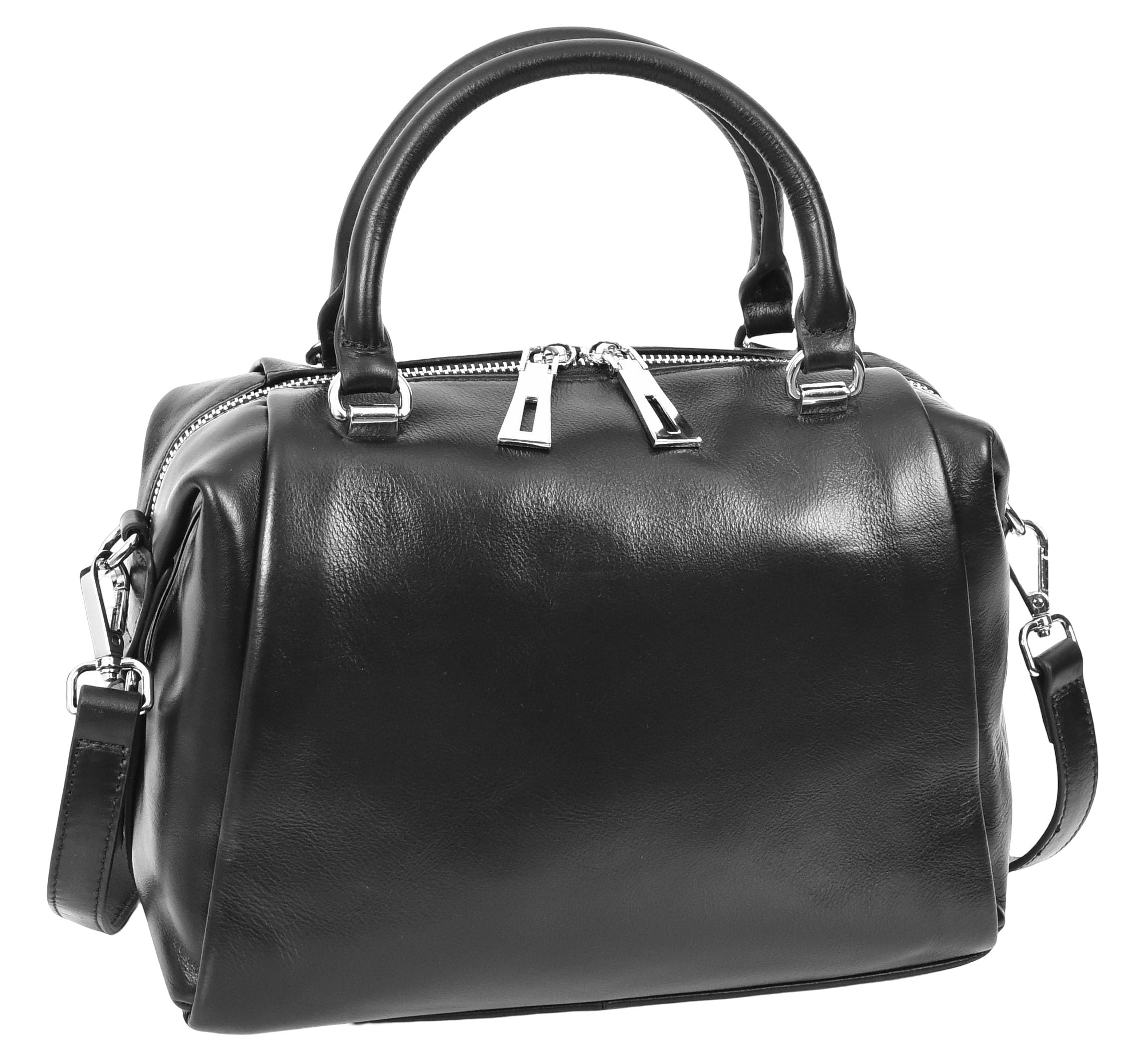 Women's Leather Handbag, Casual Style, Grab Handles, Crossbody Strap, Small Compact Tote Bag
