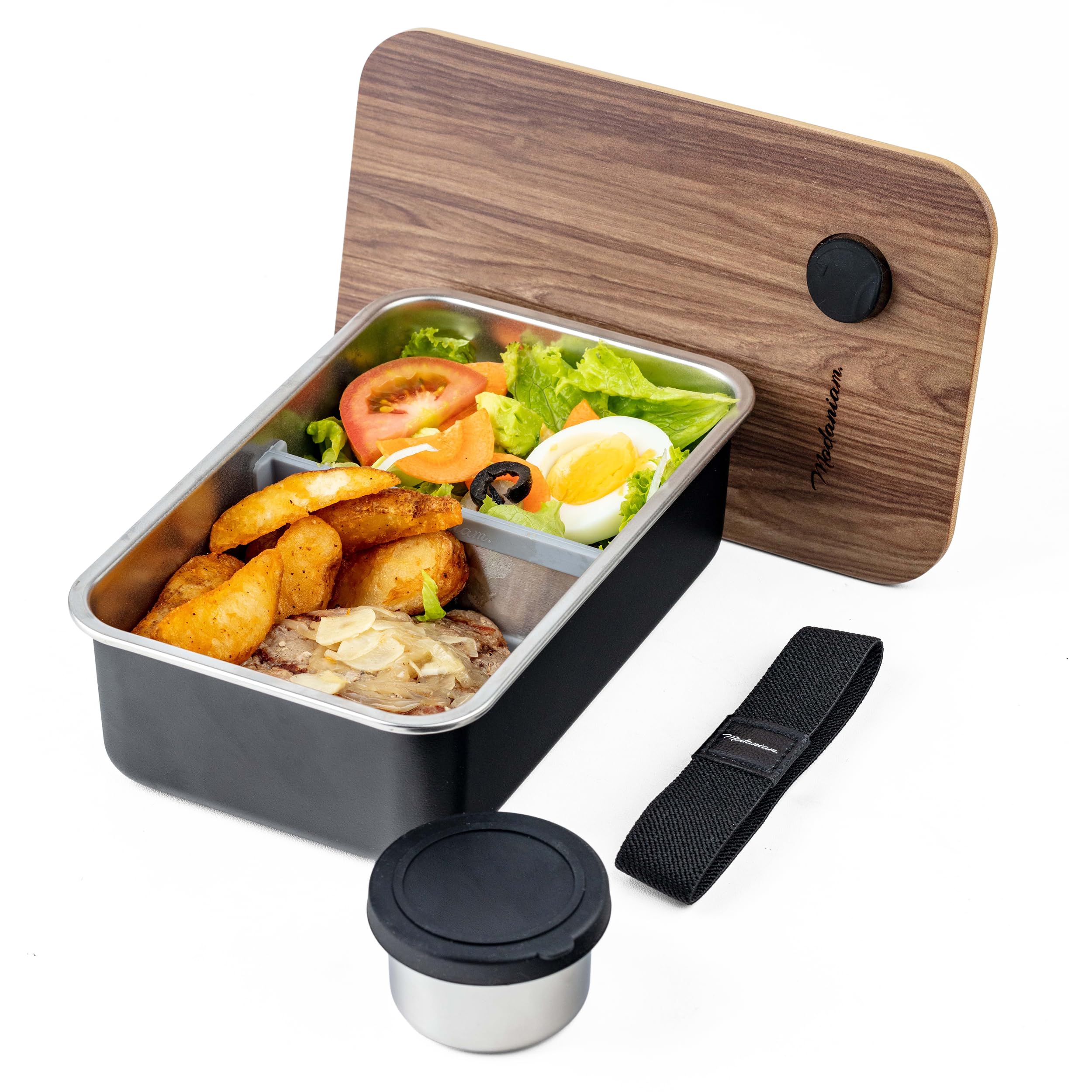 stainless steel bento box adult leak proof stainless steel lunch box  metal lunch boxsandwich lunch container adult food compartments largebentobox lunchbox non toxic bamboo lidblack