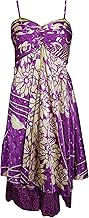 Womens Midi Dress Purple Floral Printed Spaghetti Strap Vocation Summer Fashion S/M