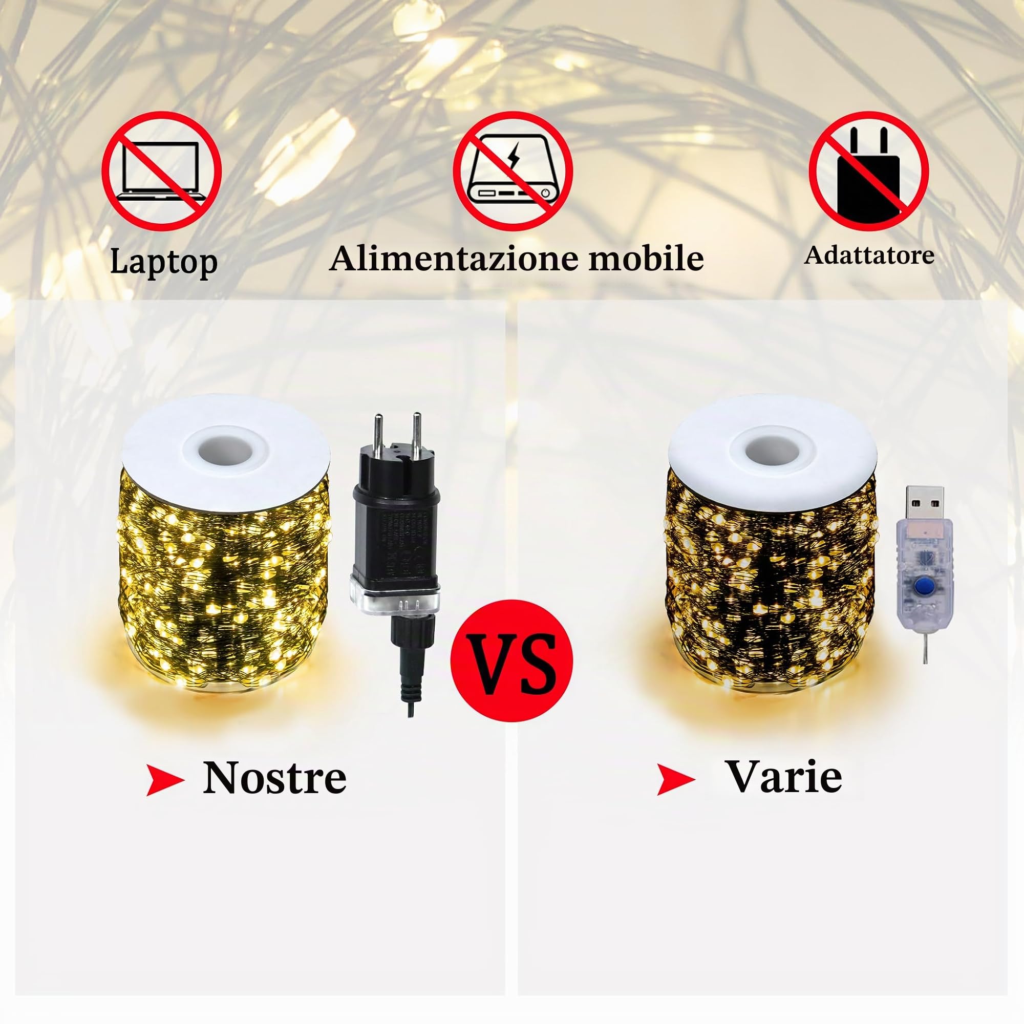 UISEBRT Catena luminosa a LED per interni ed esterni con alimentazione elettrica 120 m con spina e telecomando - Catena luminosa in filo di rame con 8 modalità di illuminazione per decorazioni