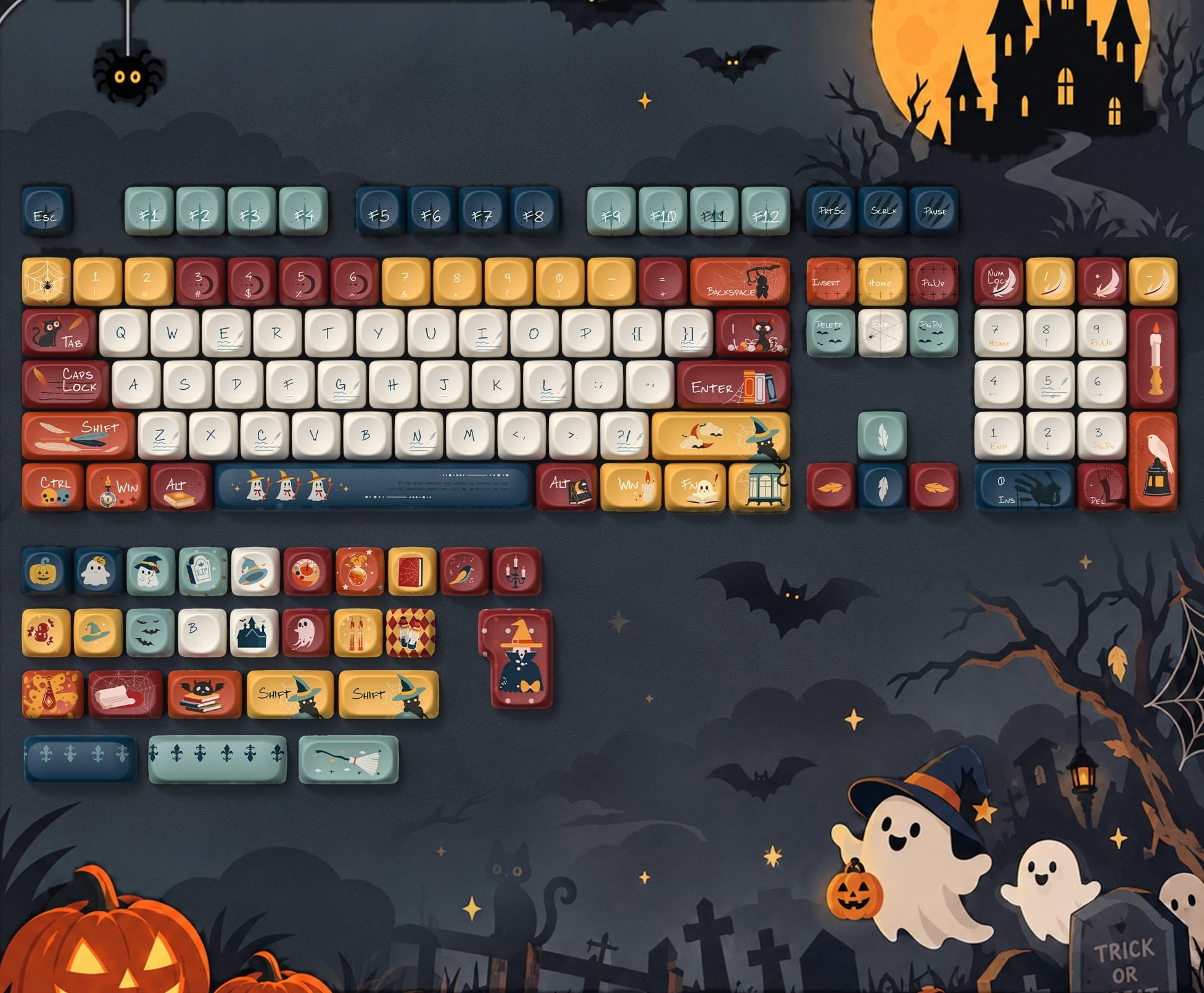dagaladoo PBT Keyboard Keycaps, Colorful MOA keycaps,Halloween Theme