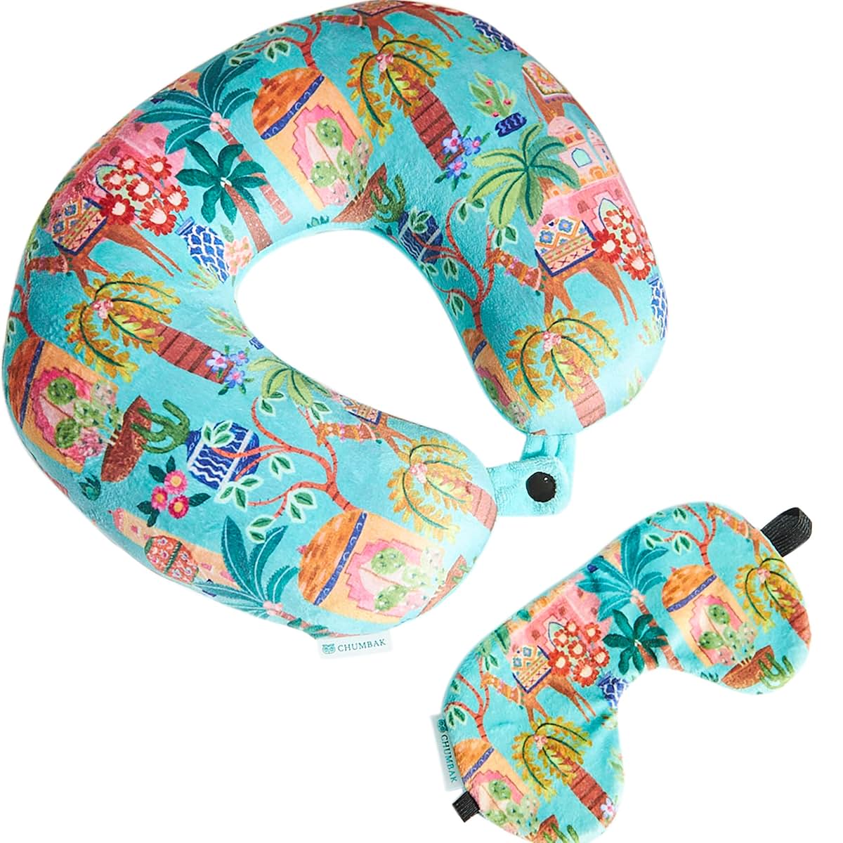 Chumbak Jaipurscape Travel Pillow with Plush Eye Mask