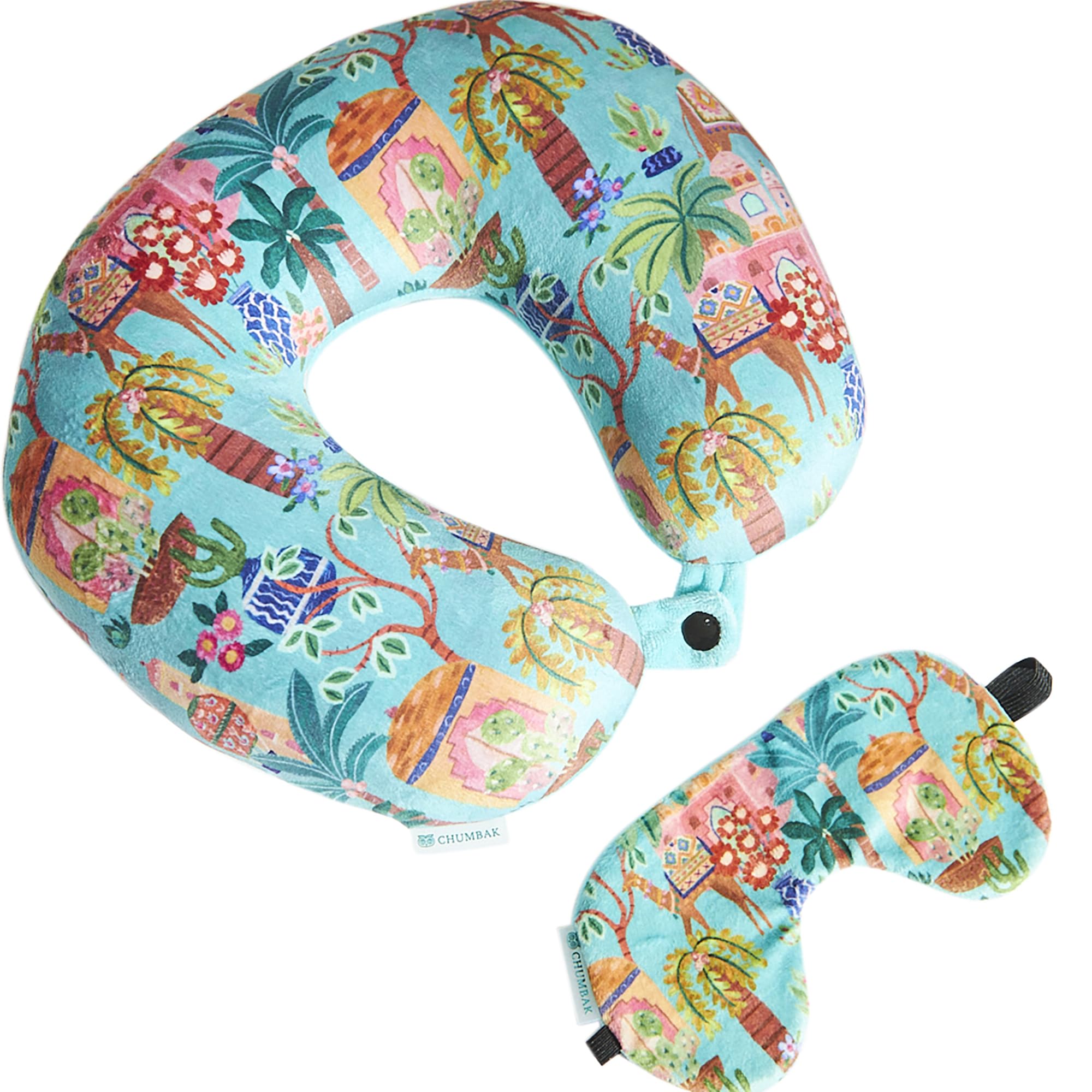 Chumbak Jaipurscape Travel Pillow with Plush Eye Mask | Stylish and Trendy Printed Neck Pillow for Travel/Home/Office |Travel Essentials| Cushion Neck Pillow| Flight Accessories| Trip Essential-image-45