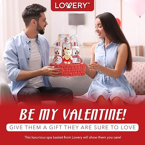 Regalos para el día de San Valentín para ella, cesta de regalo de spa para mujeres, rosa roja perfumada en cesta floral hecha a mano, baño de