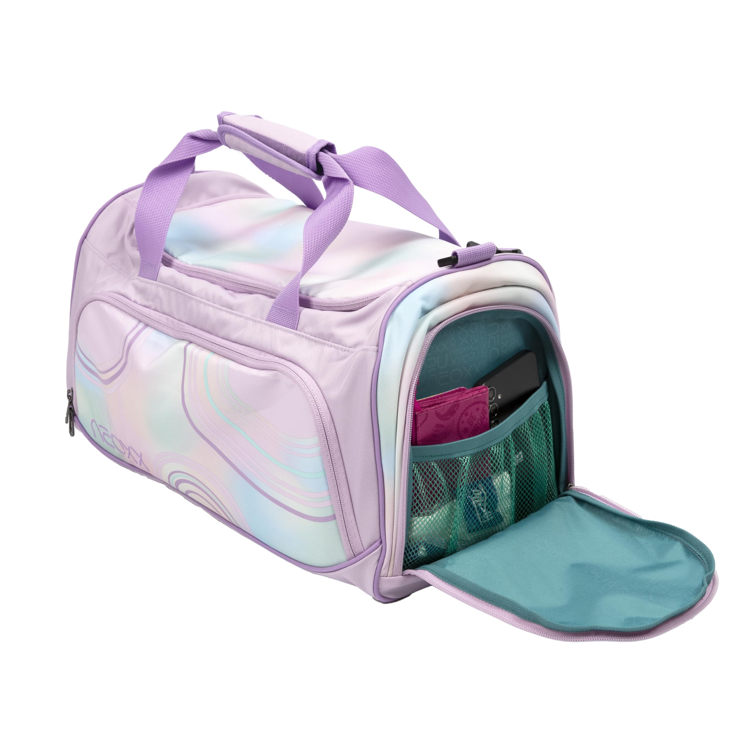 Neoxx - Move Candy Party torba sportowa – 25 l, duża komora główna, kieszeń na mokre powietrze, 2 uchwyty do noszenia, regulowany pasek na ramię, Candy Party, 43,5x26x24 cm, torba sportowa
