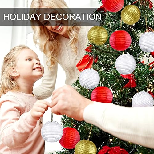 Miniatura 6 de 40 linternas de papel chinas blancas de 3 pulgadas, para bodas, fiestas, decoración japonesa, redondas, para bodas, árboles de Navidad, fiestas,