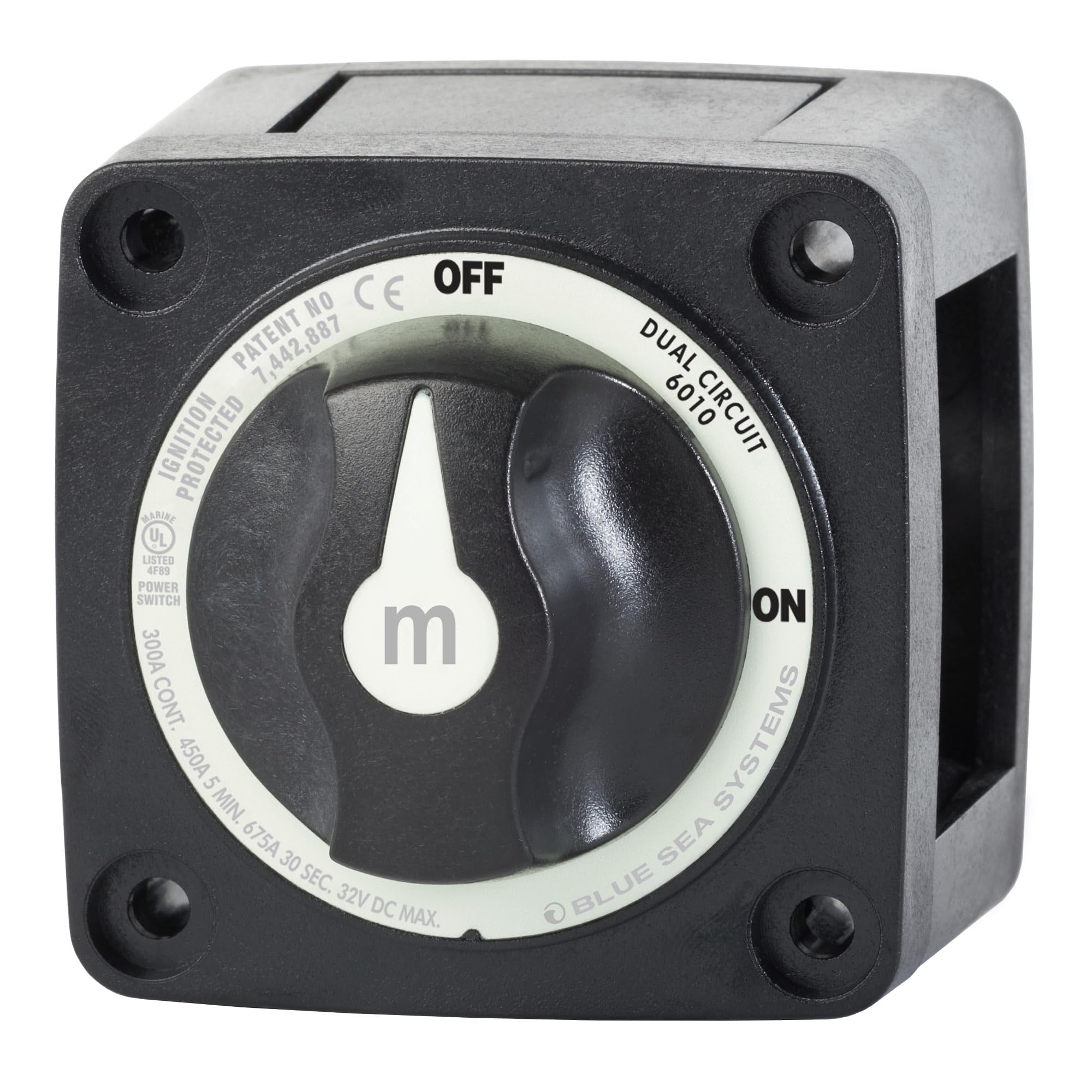 Blue Sea Systems 6010200 m-Series Mini Interrupteur de Batterie, 300 A, 32 V DC, Double Circuit, Noir