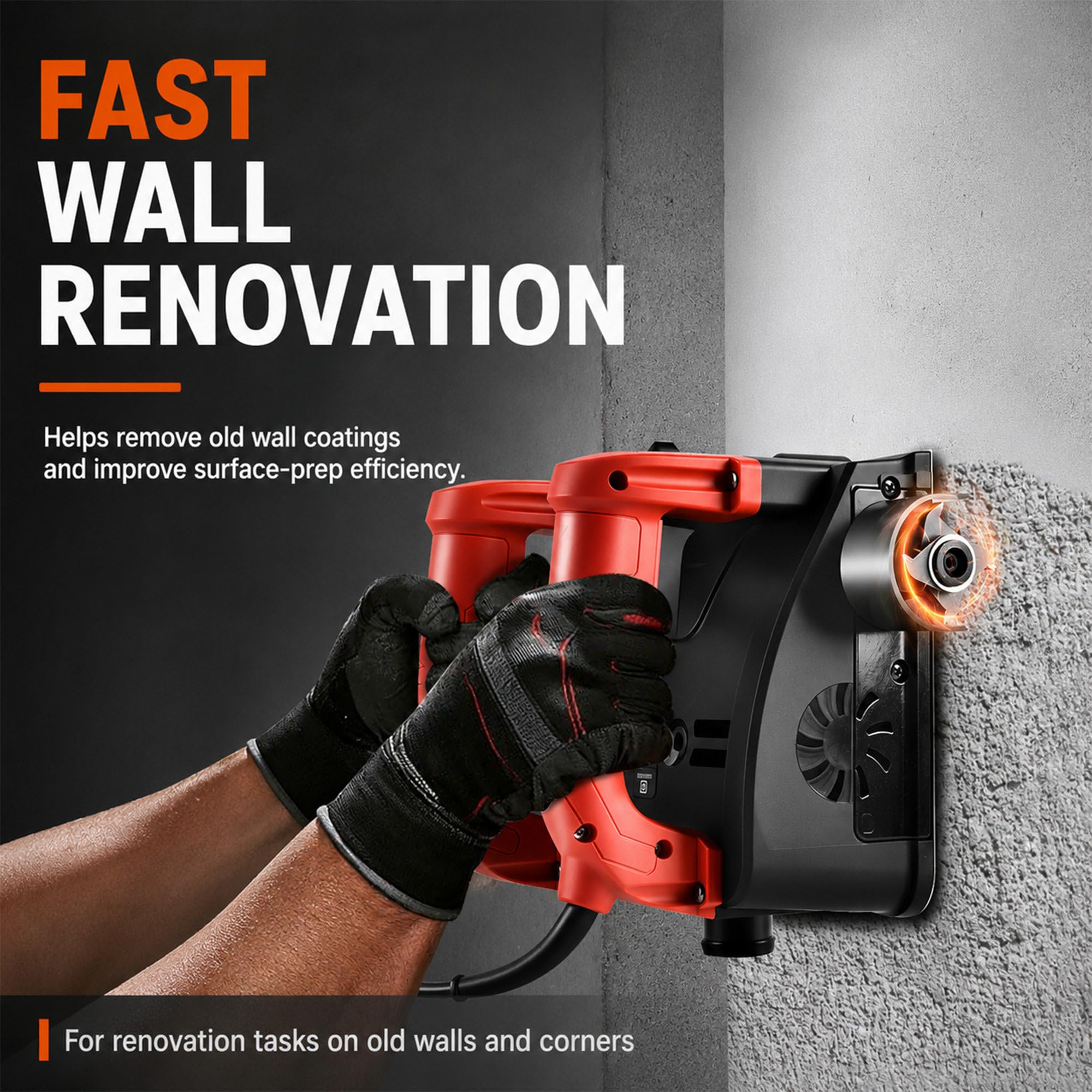 Cepilladora Mural para Cemento 1200W, 2 Cuchillas, 1000-4000 RPM
