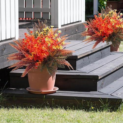 Miniatura 7 de 20 paquetes de flores artificiales de otoño, resistentes a los rayos UV, para Acción de Gracias, hogar, cocina, habitación, arreglos florales de