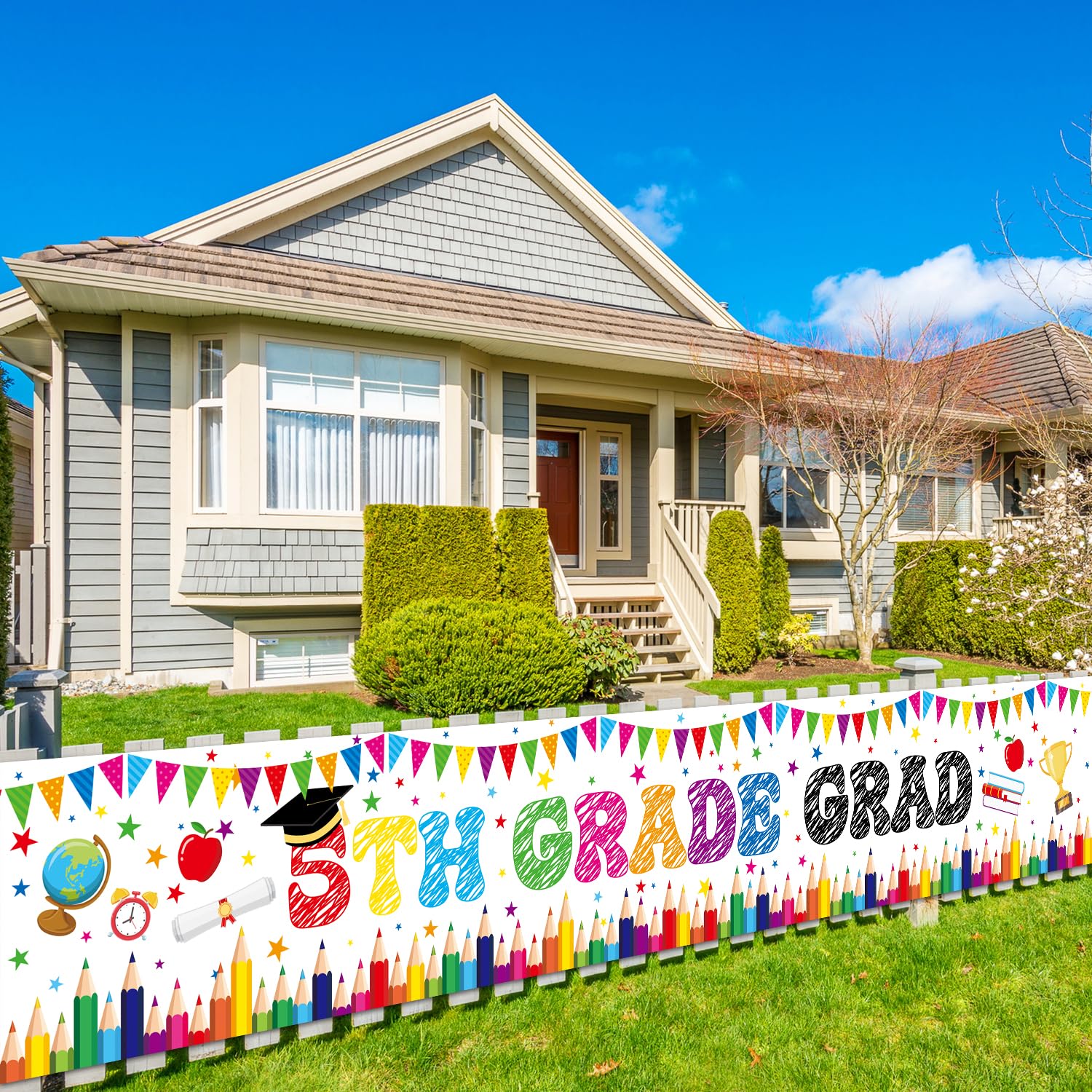 5th Grade Graduation Decorations Garden Banner, Outdoor Elementary School Graduation Decorations Banner, 5th Grade Graduation Yard Sign Large