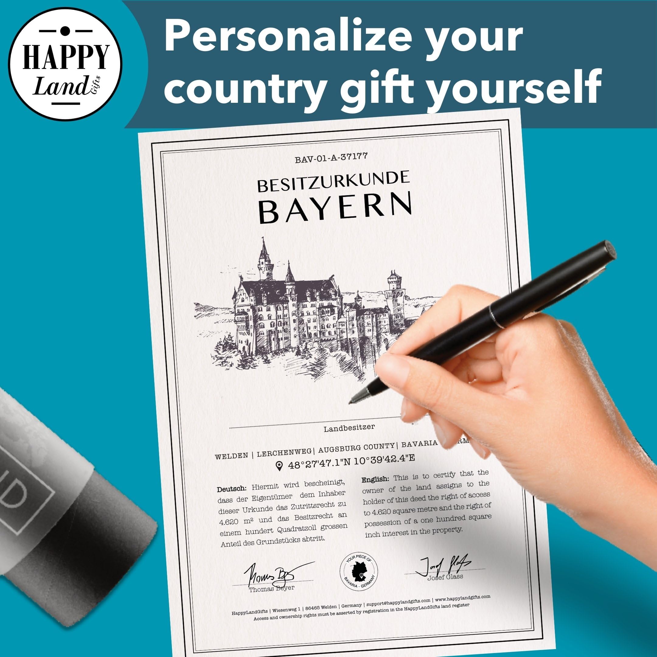 happylandgifts® Trozo de terreno real - FRANCIA | Un obsequio único | Certificado personalizado de propiedad del terreno| Regalos franceses | Regalos románticos | París | Regalo de San Valentín — view 7