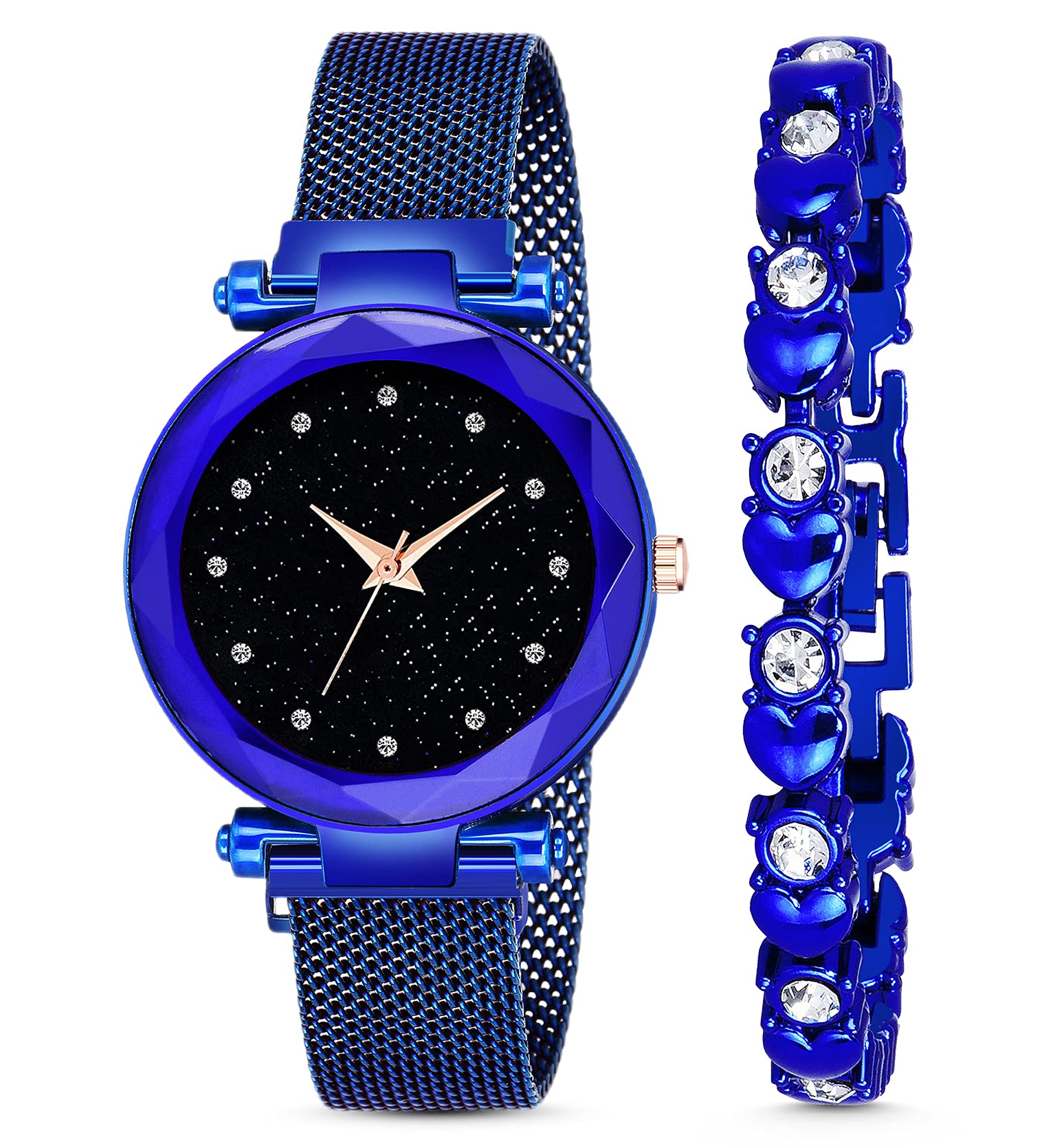 MARCLEX Exclusive Branded New Rosegold Queen Dial Analogue Quartz Magnet Strap Watch with Bracelet Combo for Women or Girls and Watch for Girl or Women or Stylish Ladies (Bogota Blue) (B08S42ZJKG) Amazon Price History, Amazon Price Tracker