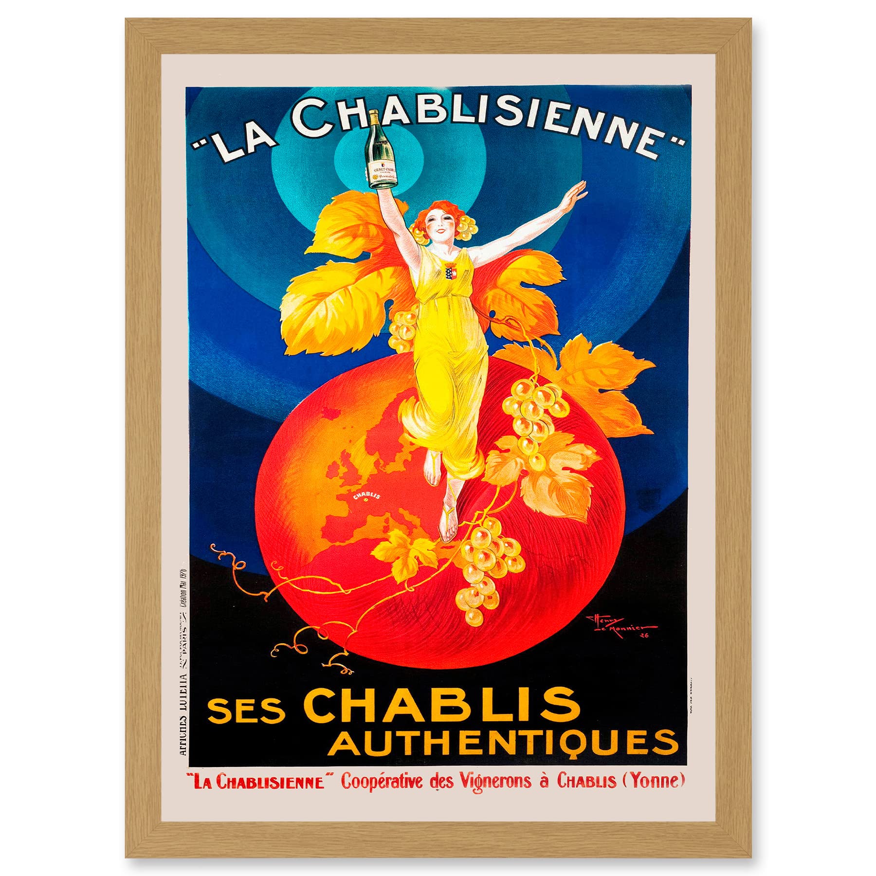 Chablis Wine French Vintage Advert Artwork Framed Wall Art Print A4 - Artery8