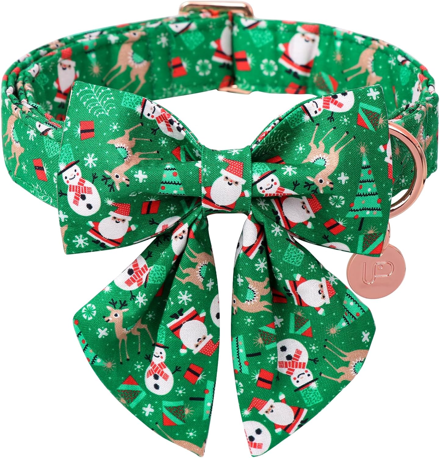UP URARA PUP Christmas Dog Collar with Bow Tie, Christmas